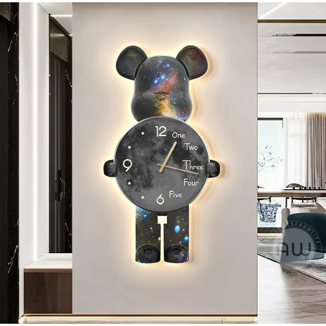 Настенные часы в форме медведя с подсветкой AW 37470-29 Настенные часы в форме медведя с подсветкой AW 37470-29