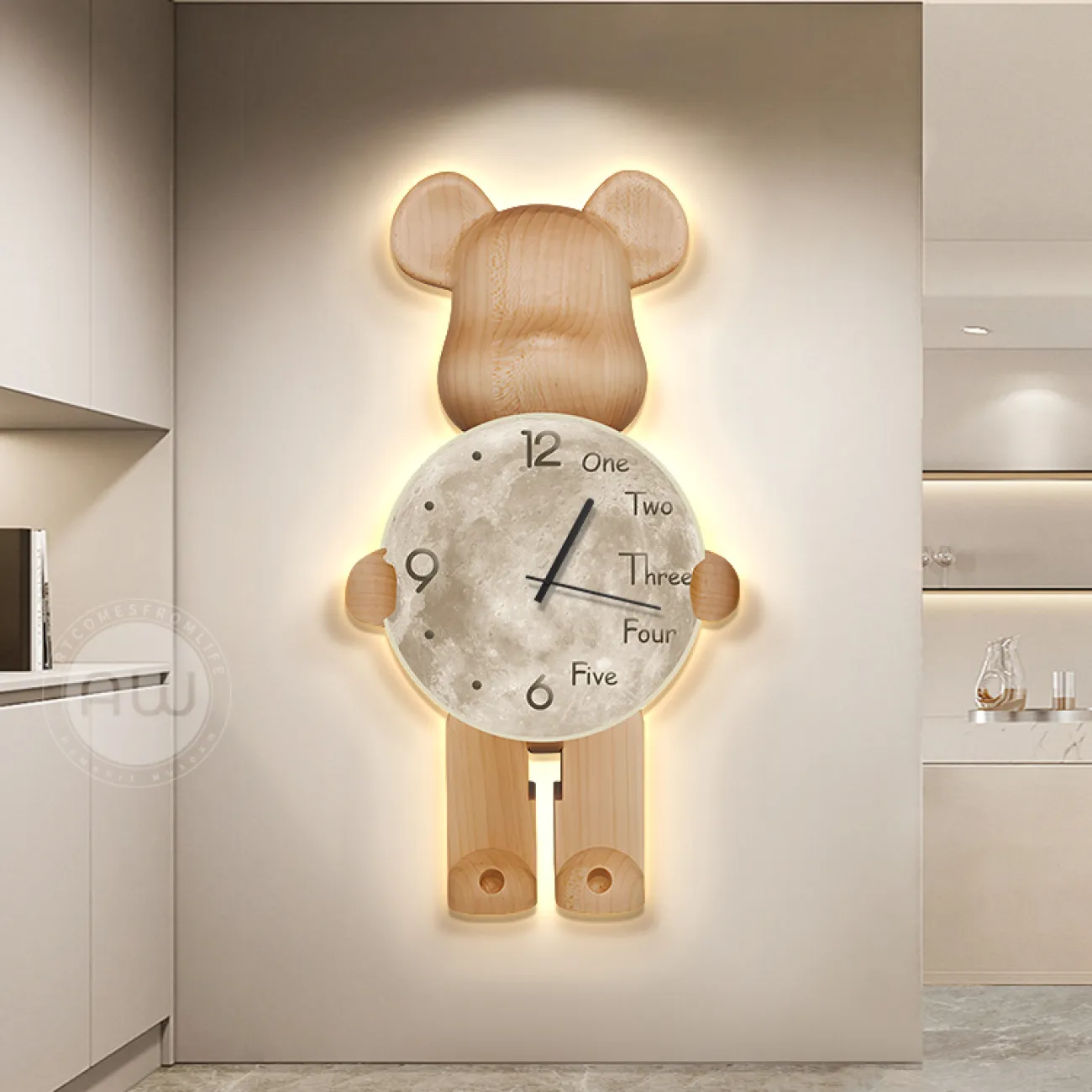 Настенные часы в форме медведя с подсветкой AW 37470-29 Настенные часы в форме медведя с подсветкой AW 37470-29