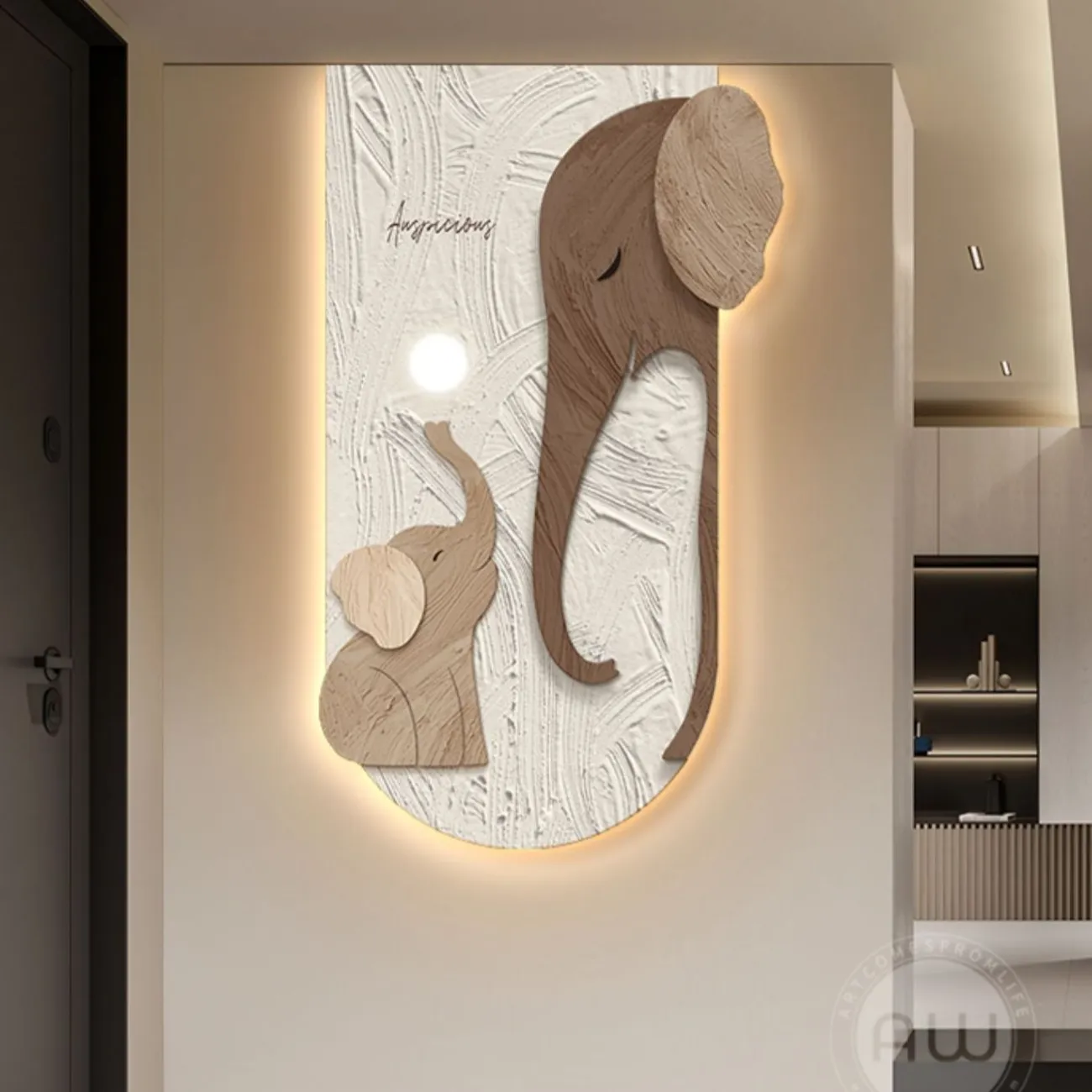 Декоративная картина слона в стиле Ваби-саби AW 37477-29