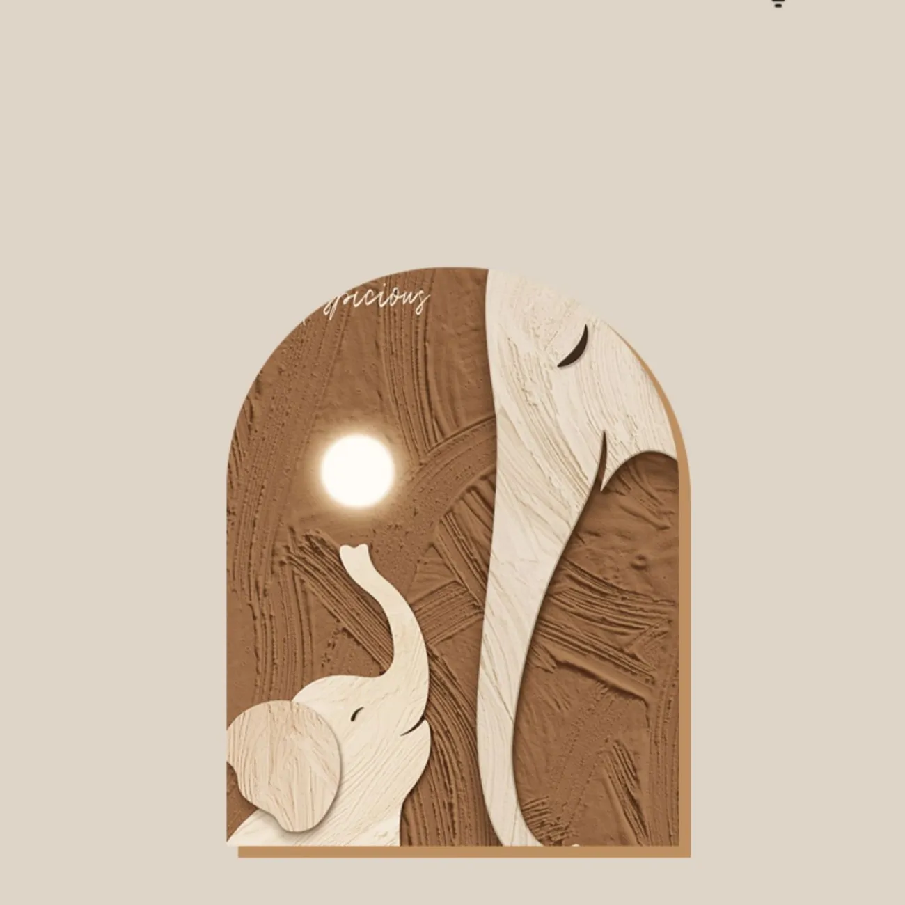 Декоративная картина слона в стиле Ваби-саби AW 37477-29