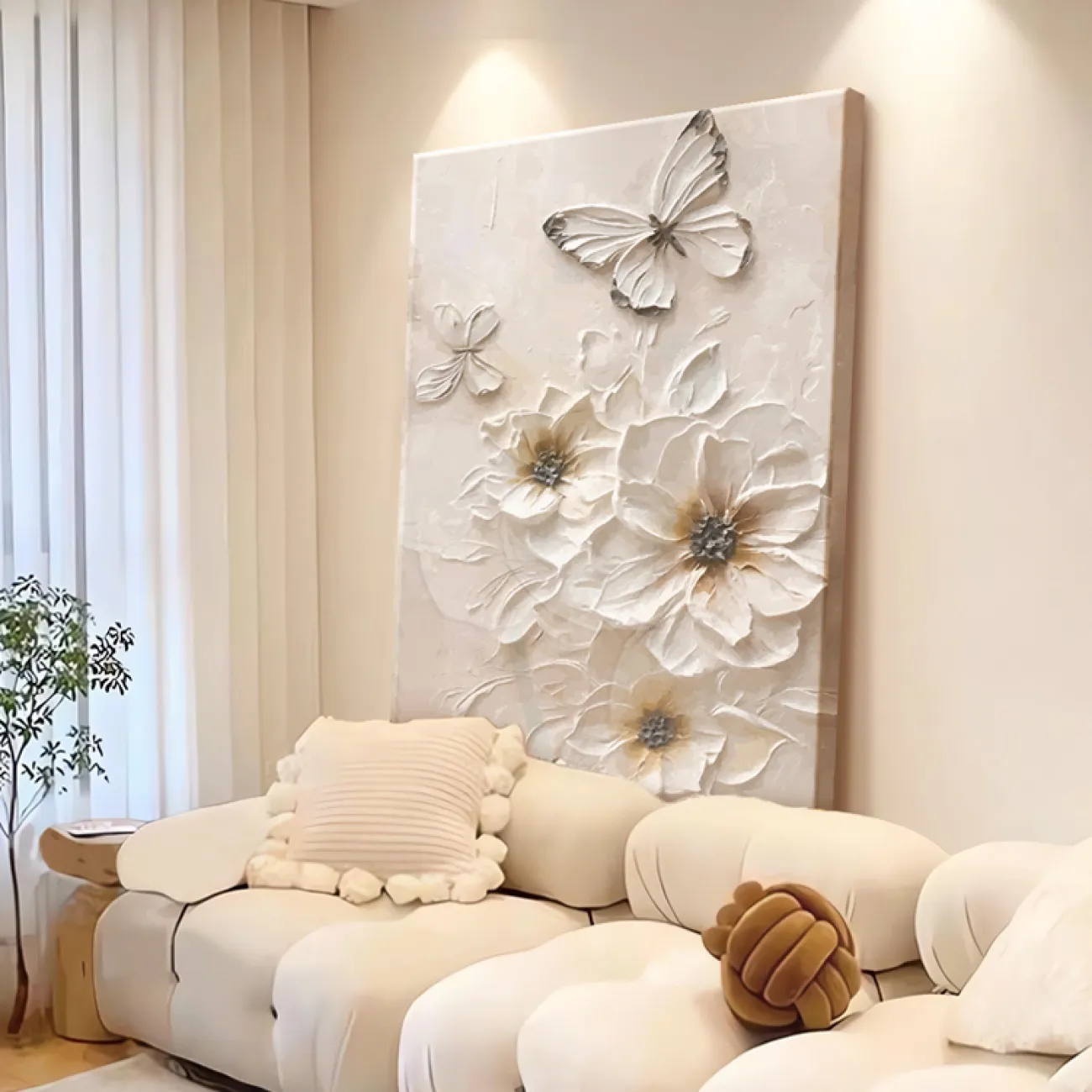 3D картина бабочки в кремовом стиле AW 37485-29