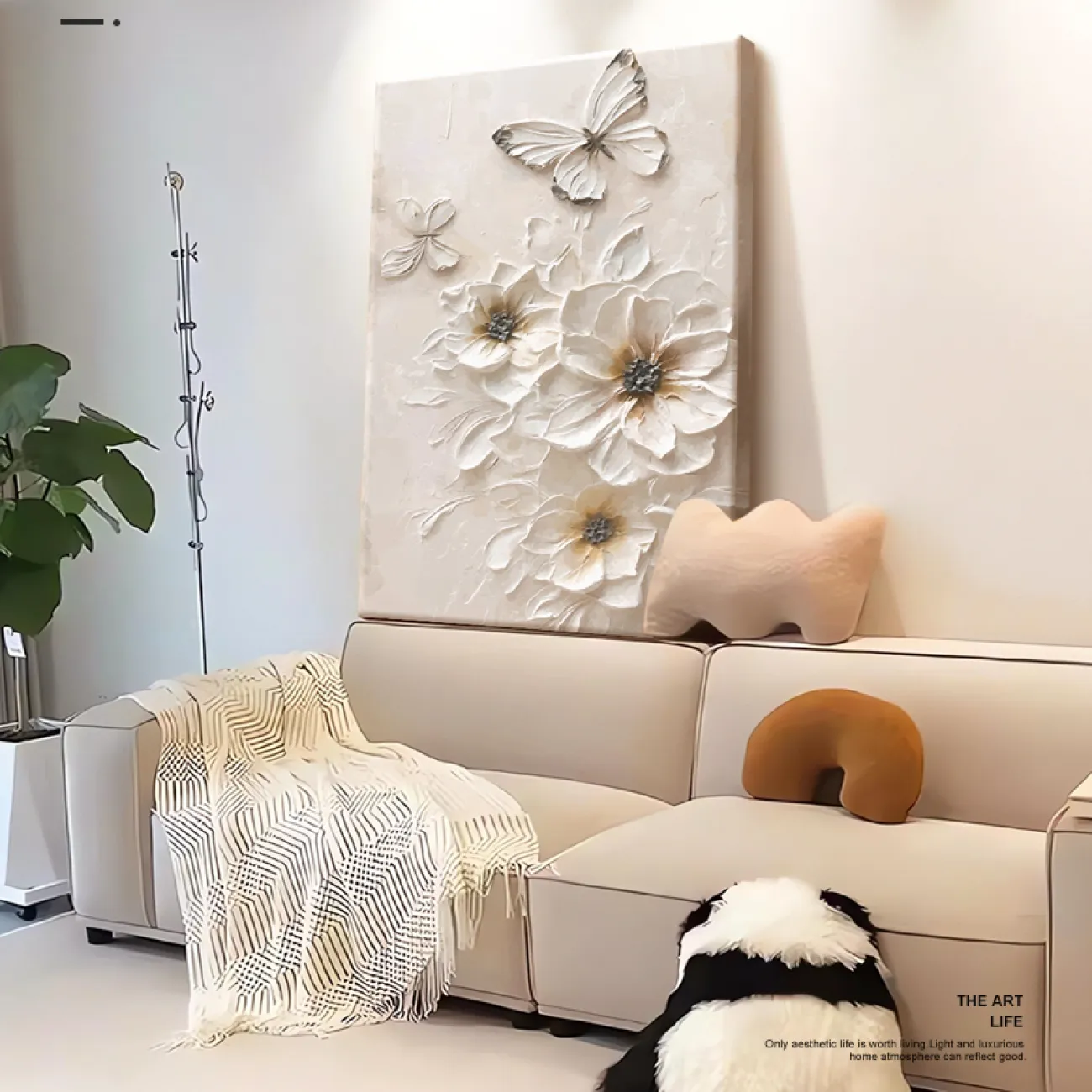 3D картина бабочки в кремовом стиле AW 37485-29