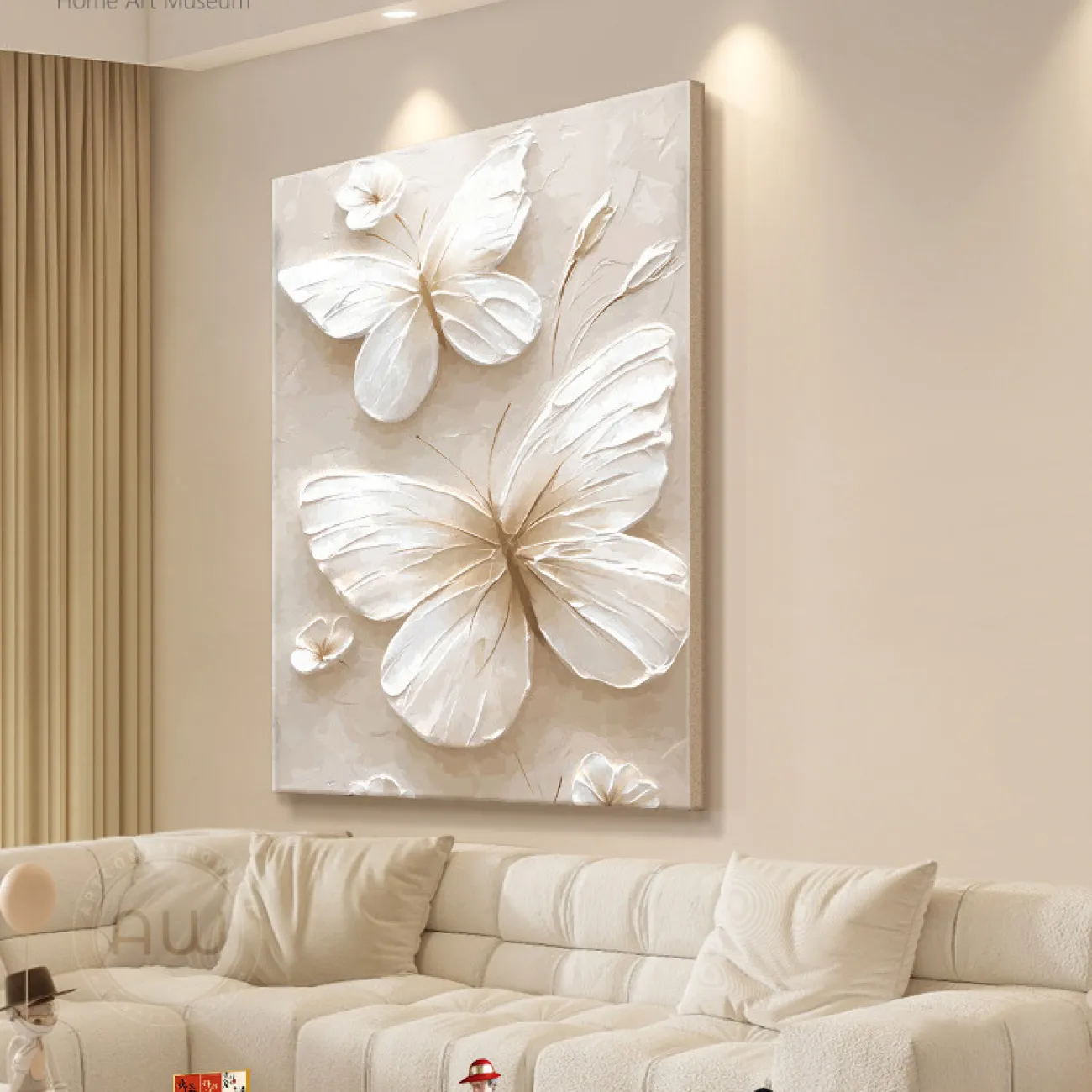 3D картина бабочки в кремовом стиле AW 37485-29