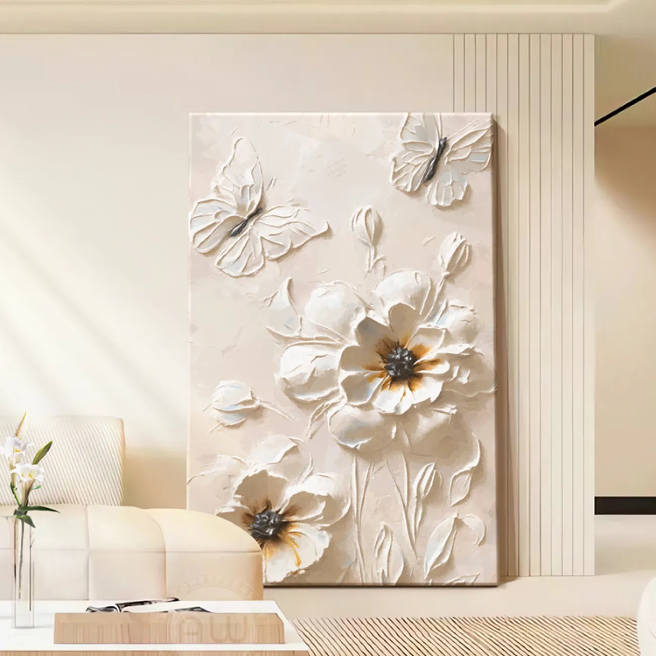 3D картина бабочки в кремовом стиле AW 37485-29