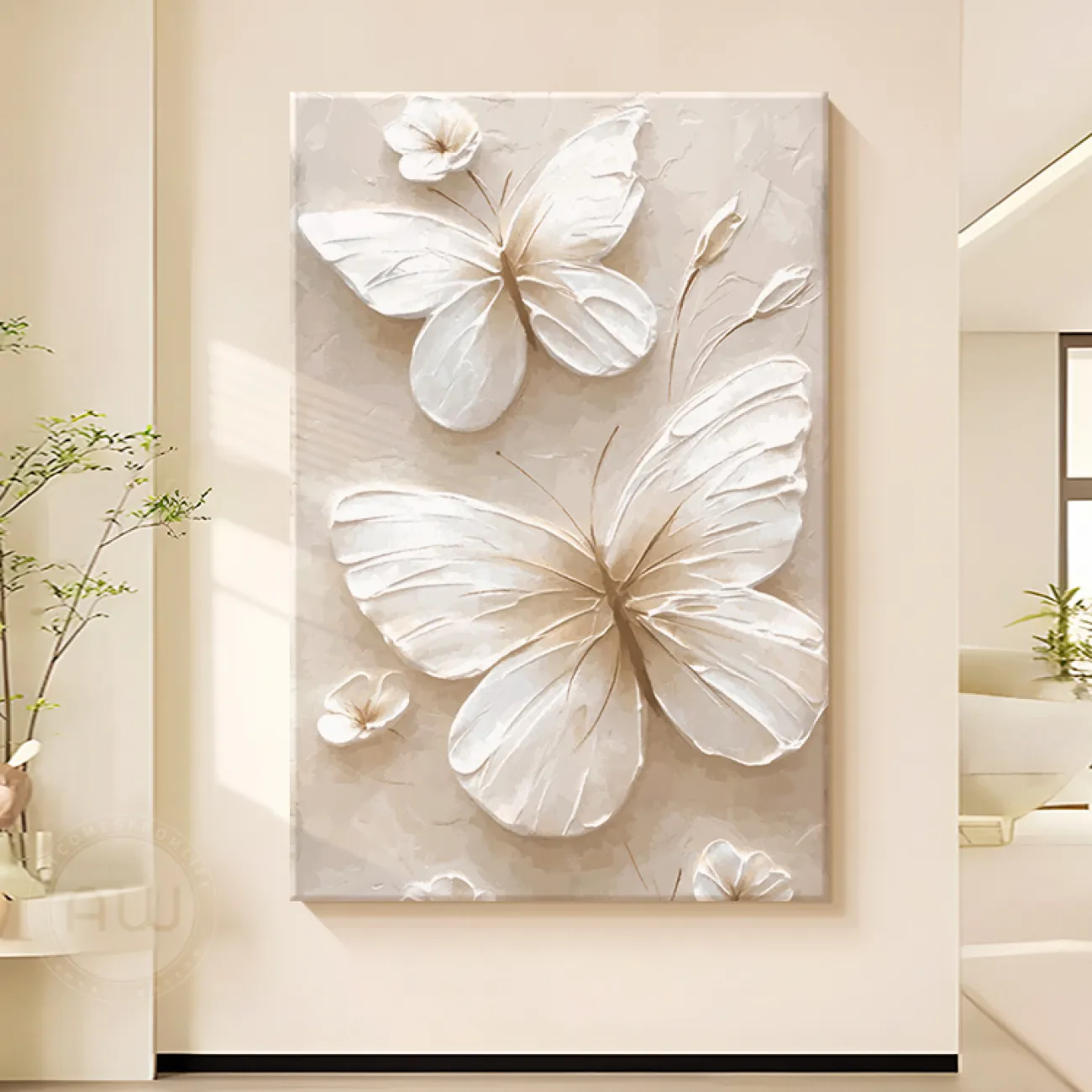 3D картина бабочки в кремовом стиле AW 37485-29