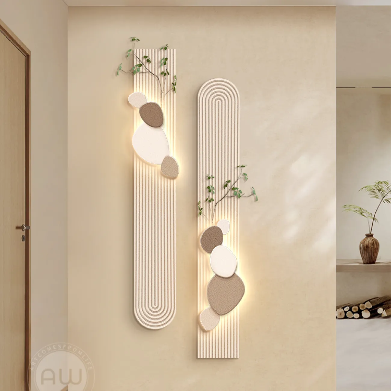 Трёхмерный настенный декор в кремовом стиле AW 37493-29