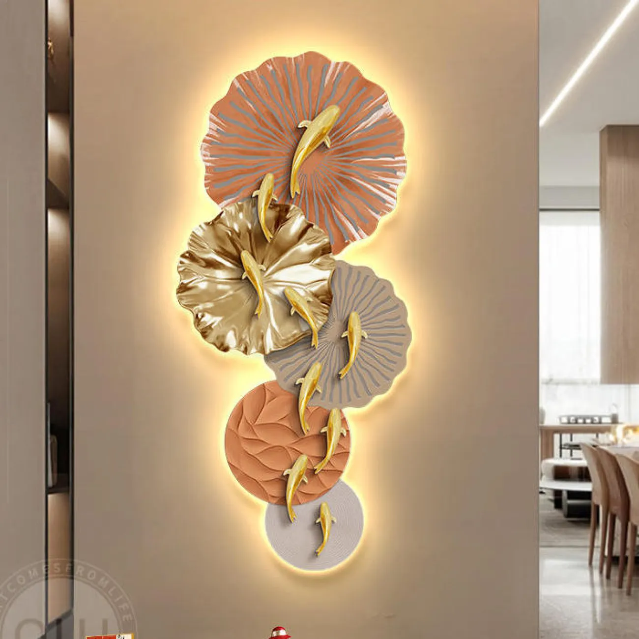 Трёхмерный настенный декор девять рыбок AW 37494-29