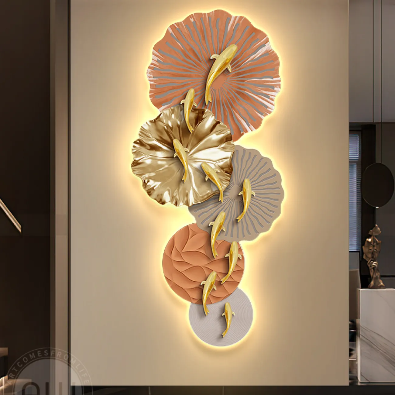 Трёхмерный настенный декор девять рыбок AW 37494-29