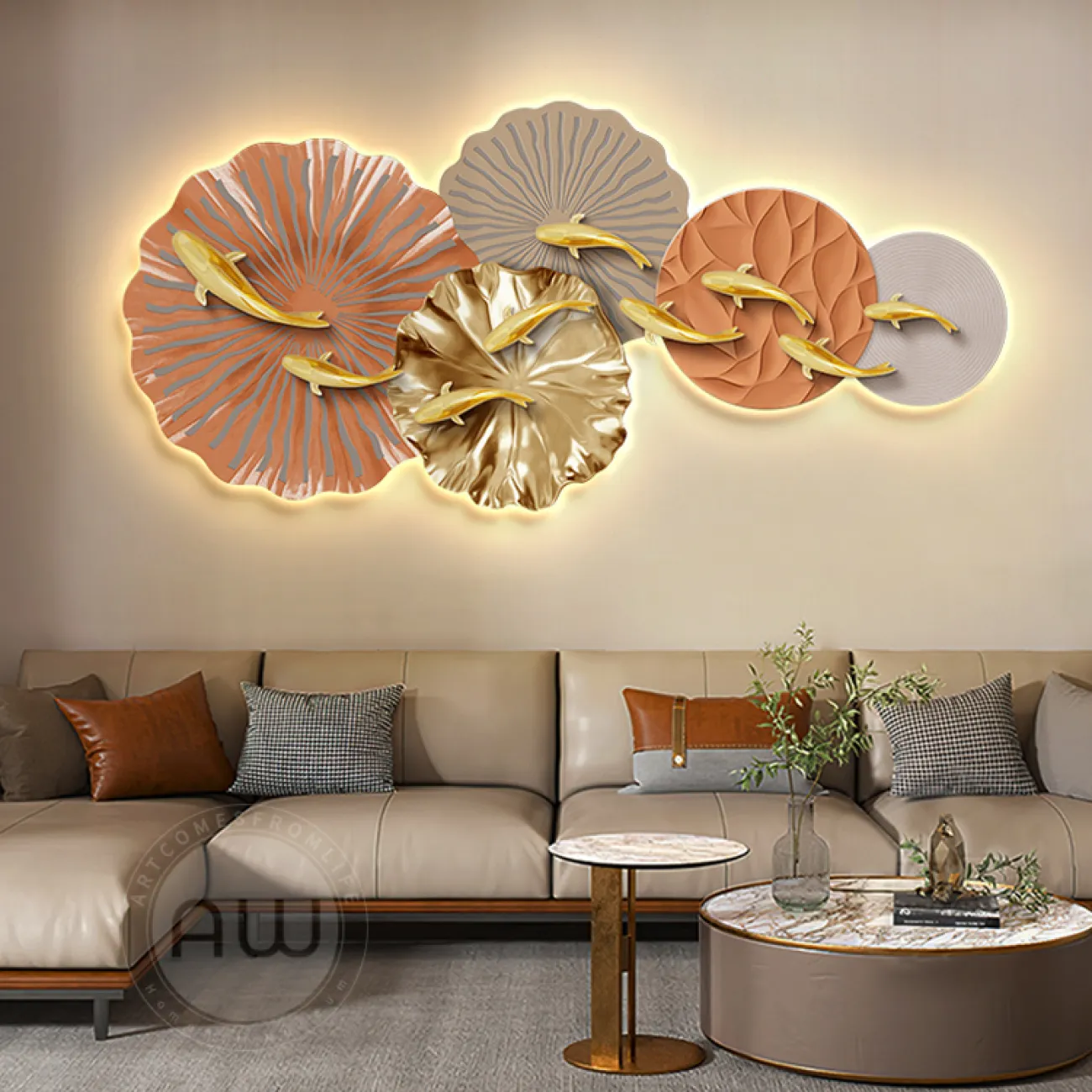 Трёхмерный настенный декор девять рыбок AW 37494-29