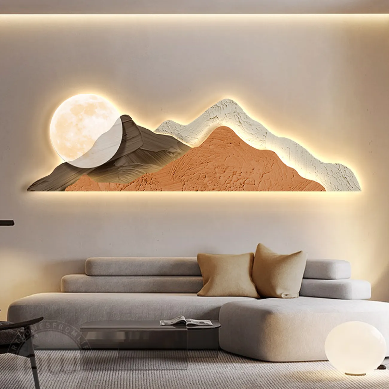 Трёхмерный настенный декор с подсветкой горы AW 37495-29