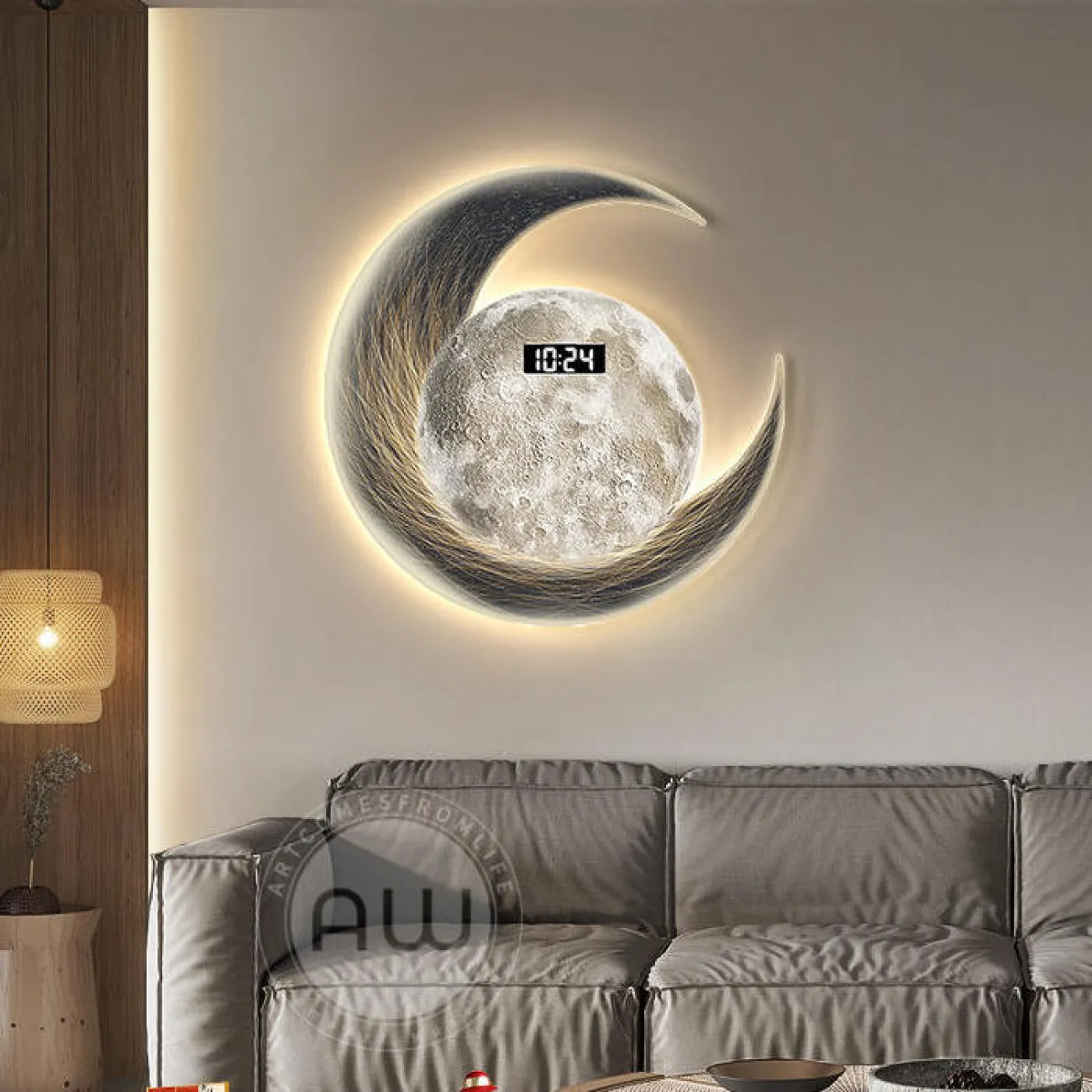 Современные настенный часы с подсветкой AW 37497-29