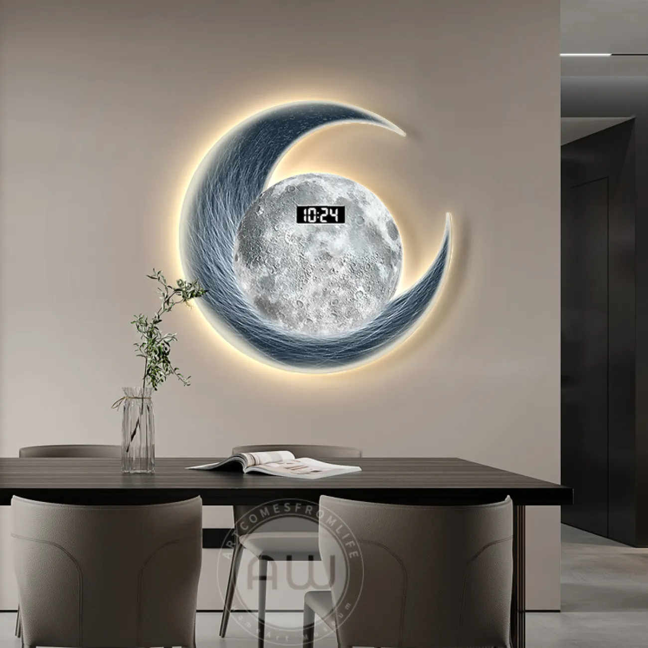 Современные настенный часы с подсветкой AW 37497-29