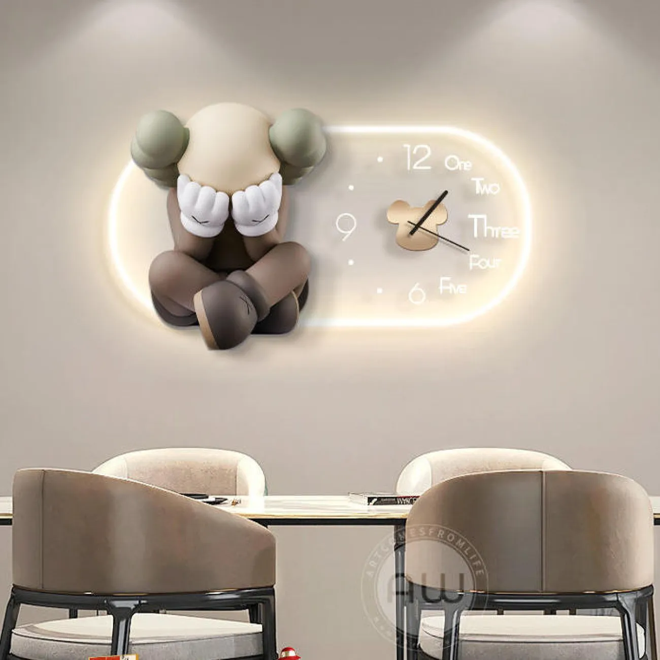 Трёхмерные настенные часы с подсветкой AW 37502-29