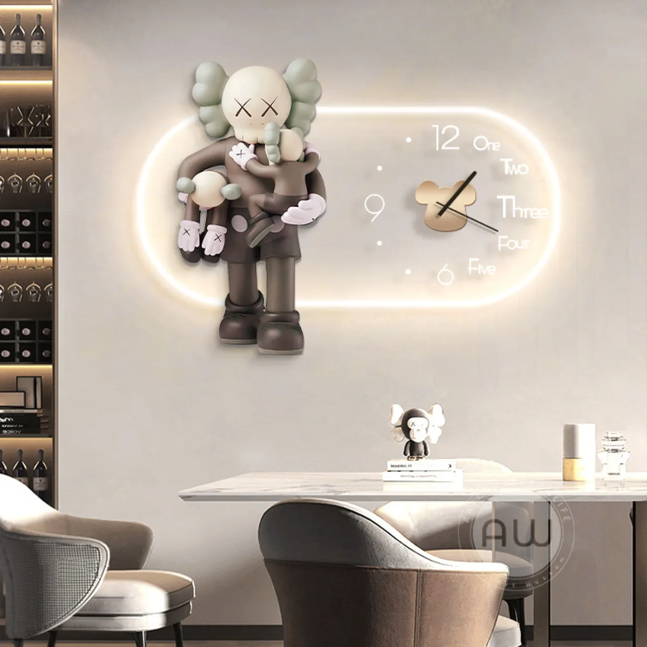 Трёхмерные настенные часы с подсветкой AW 37502-29