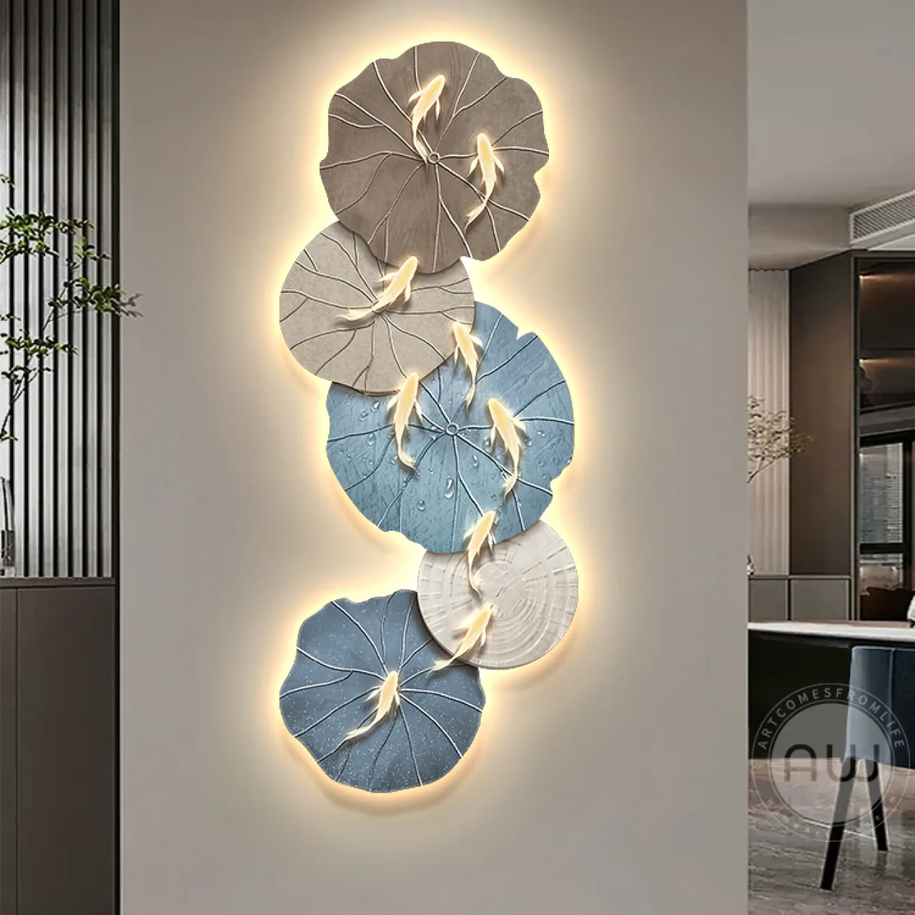 Трёхмерный настенный декор девять рыбок AW 37506-29