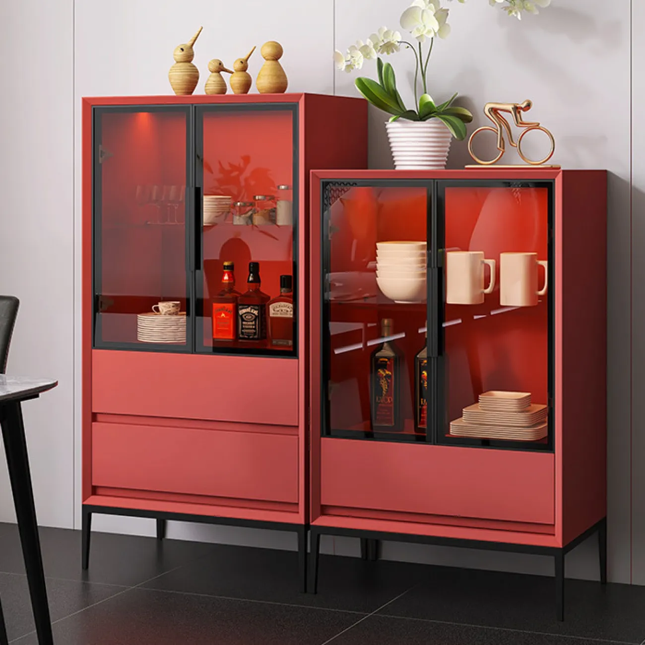 Лакированный  винный шкаф из массива дерева HAOTAI 37517-29