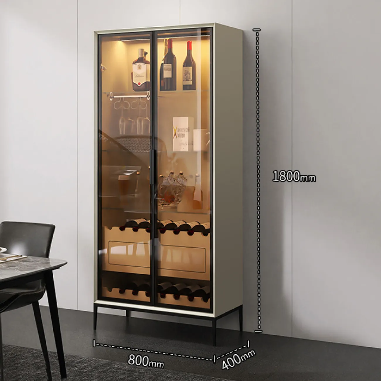 Лакированный  винный шкаф из массива дерева HAOTAI 37517-29