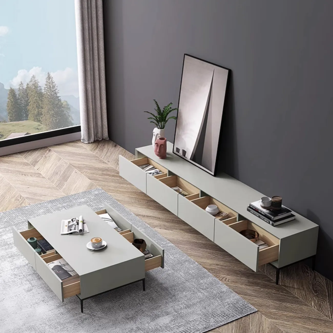 Современный минималистский ТВ-шкаф HAOTAI 37526-29