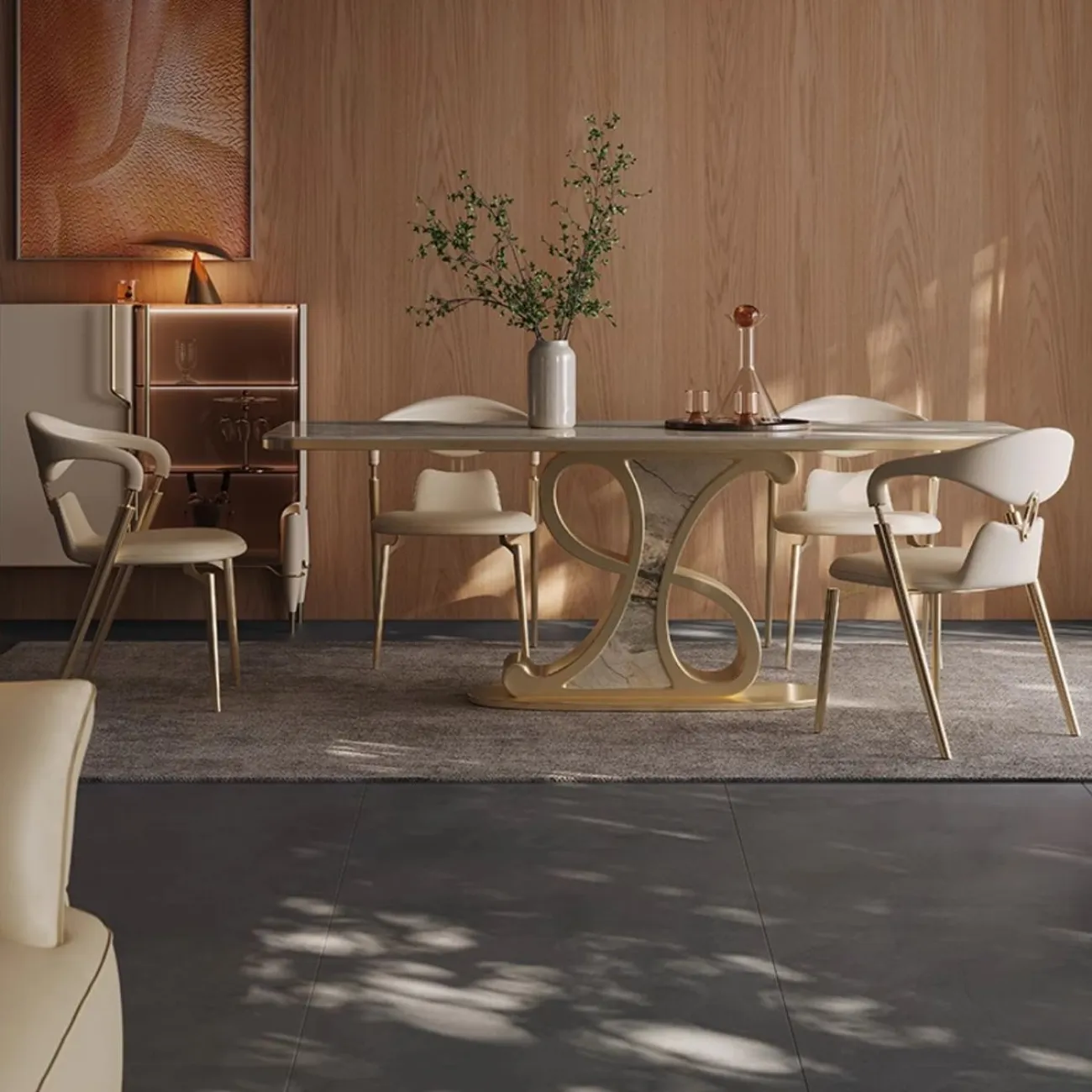 Роскошный прямоугольный обеденный стол из каменной плиты BANG 36022-29