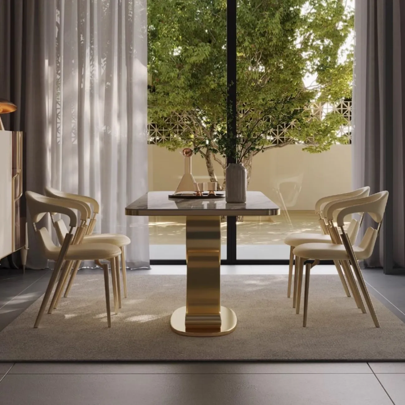 Роскошный прямоугольный обеденный стол из каменной плиты BANG 36022-29