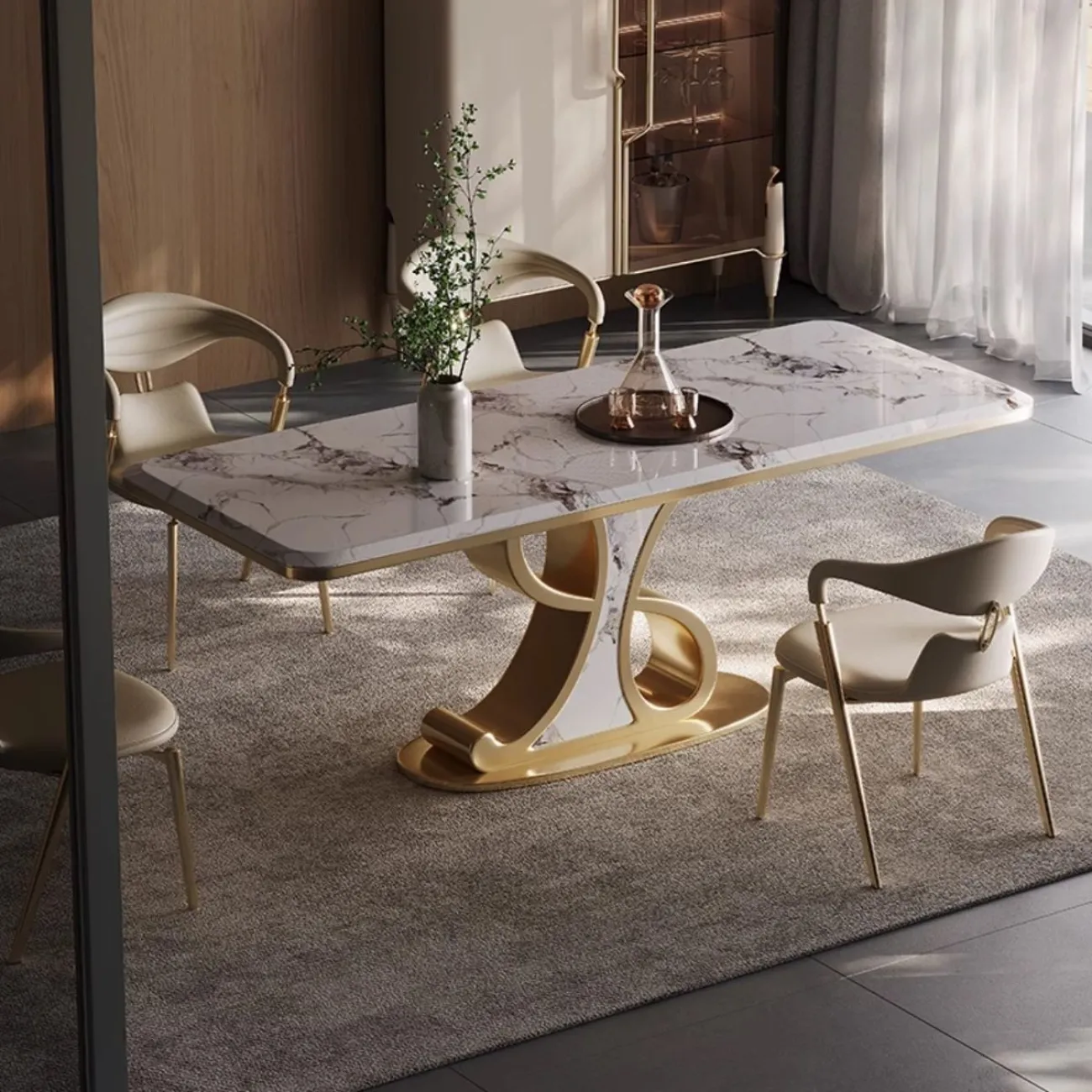 Роскошный прямоугольный обеденный стол из каменной плиты BANG 36022-29