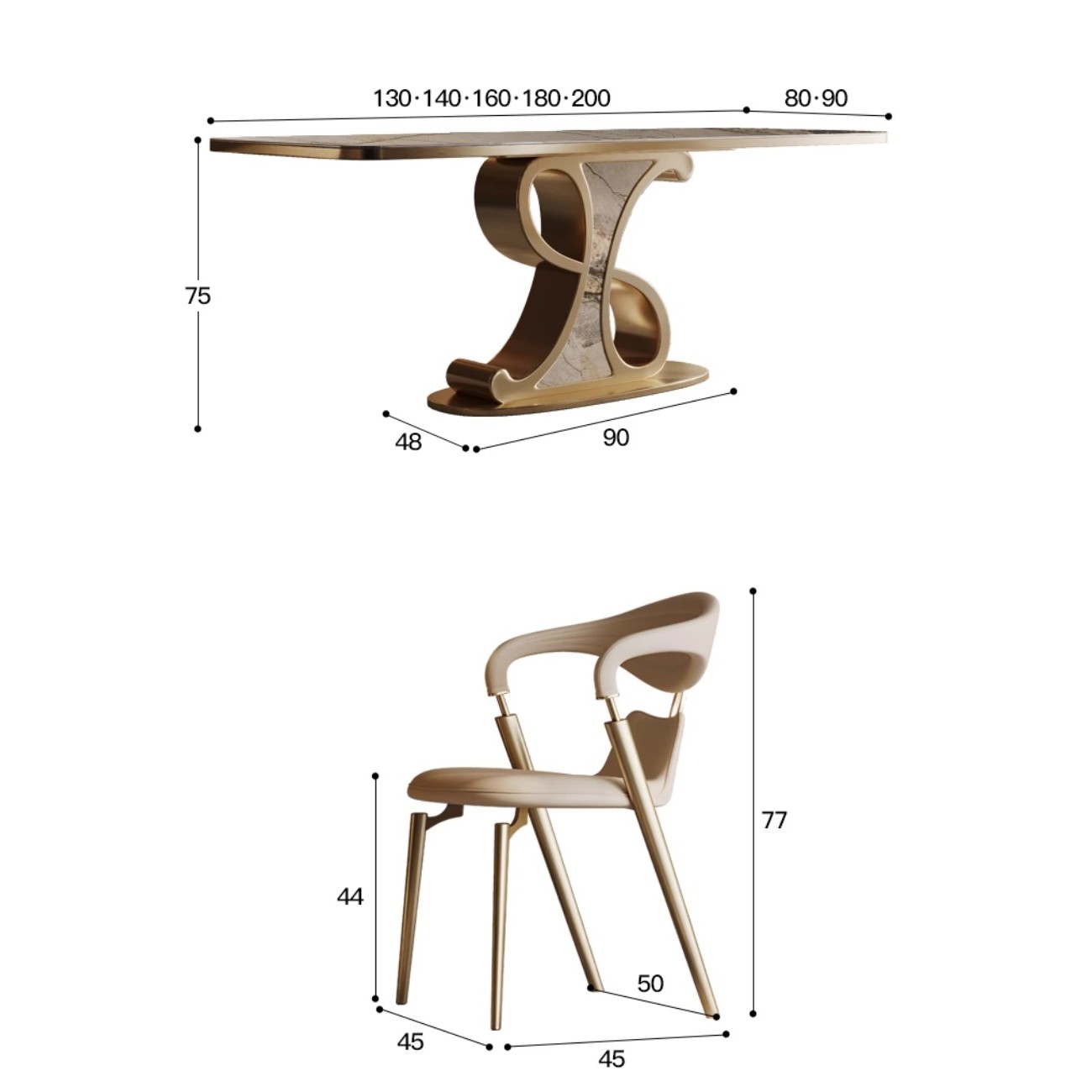 Роскошный прямоугольный обеденный стол из каменной плиты BANG 36022-29