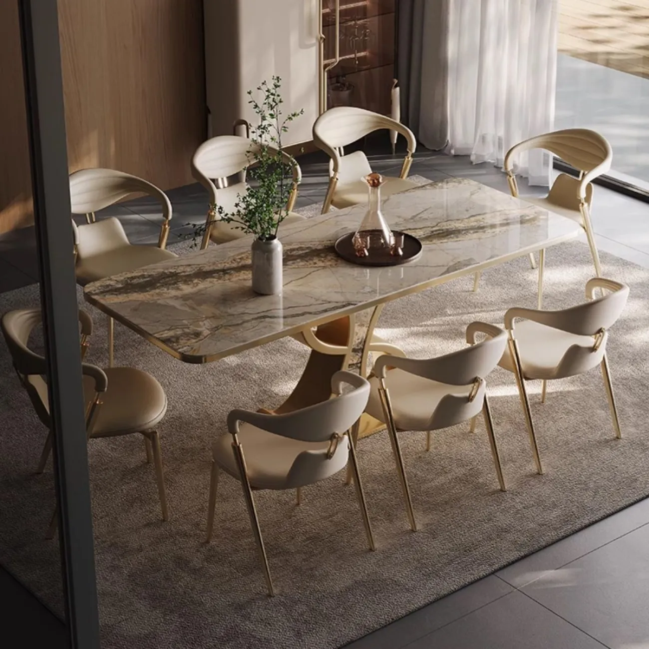 Роскошный прямоугольный обеденный стол из каменной плиты BANG 36022-29