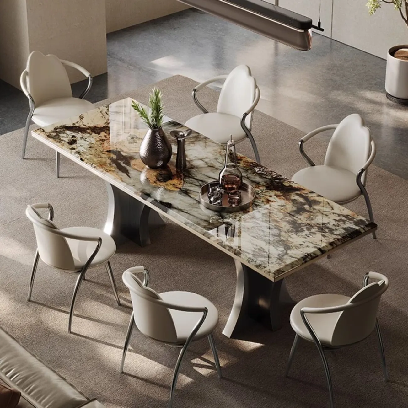 Роскошный каменный обеденный стол из нержавеющей стали BANG 36024-29