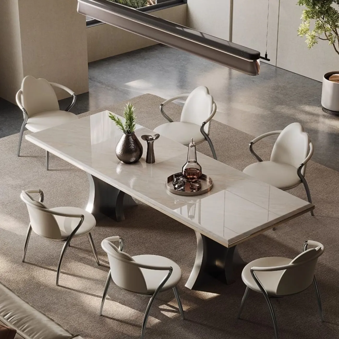 Роскошный каменный обеденный стол из нержавеющей стали BANG 36024-29