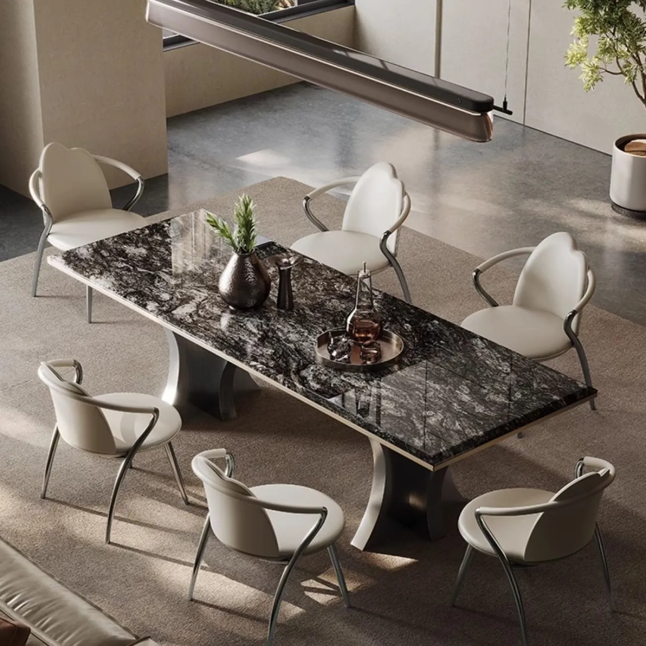 Роскошный каменный обеденный стол из нержавеющей стали BANG 36024-29