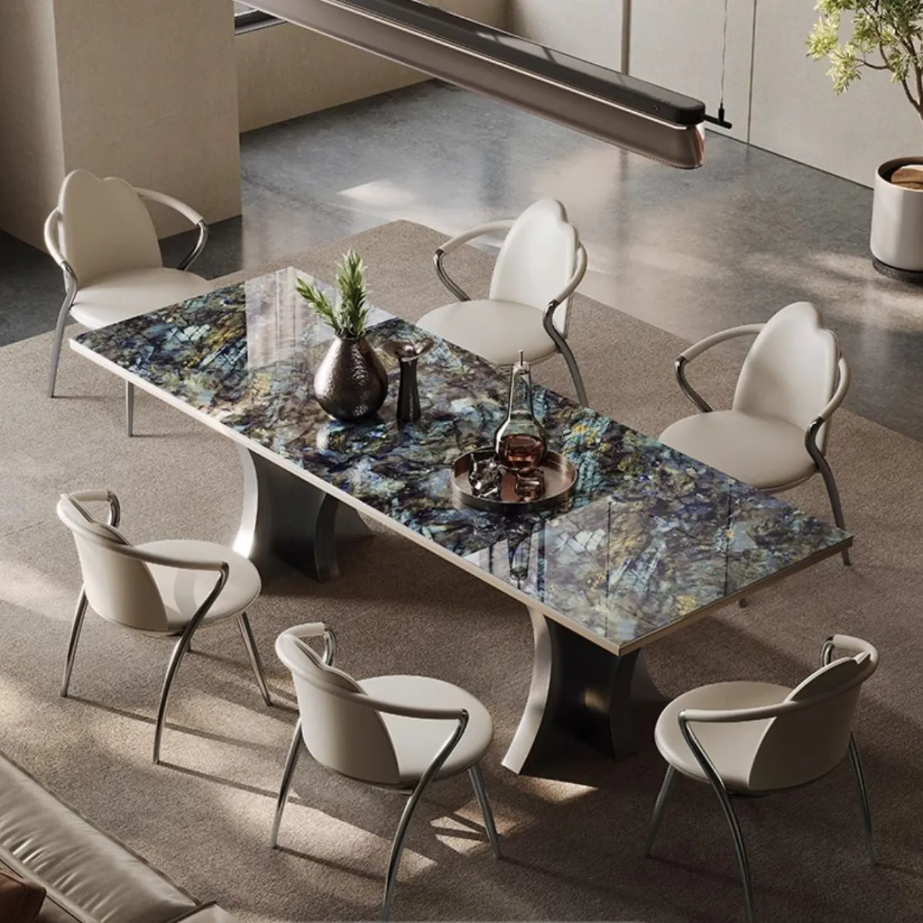 Роскошный каменный обеденный стол из нержавеющей стали BANG 36024-29