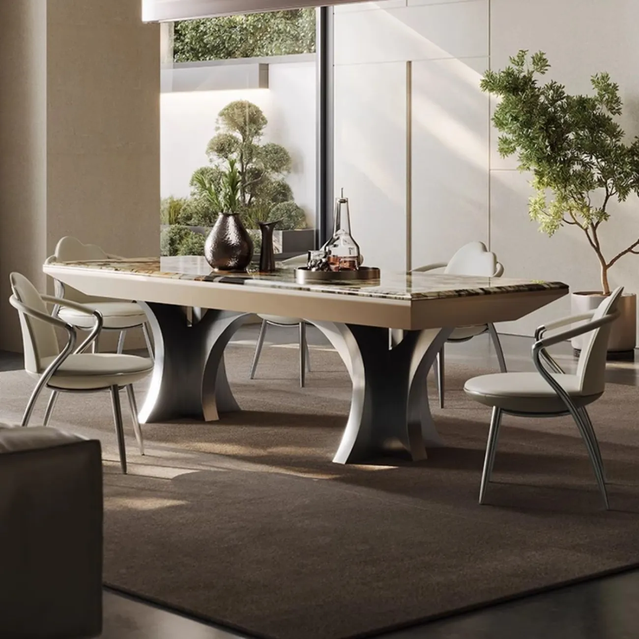 Роскошный каменный обеденный стол из нержавеющей стали BANG 36024-29