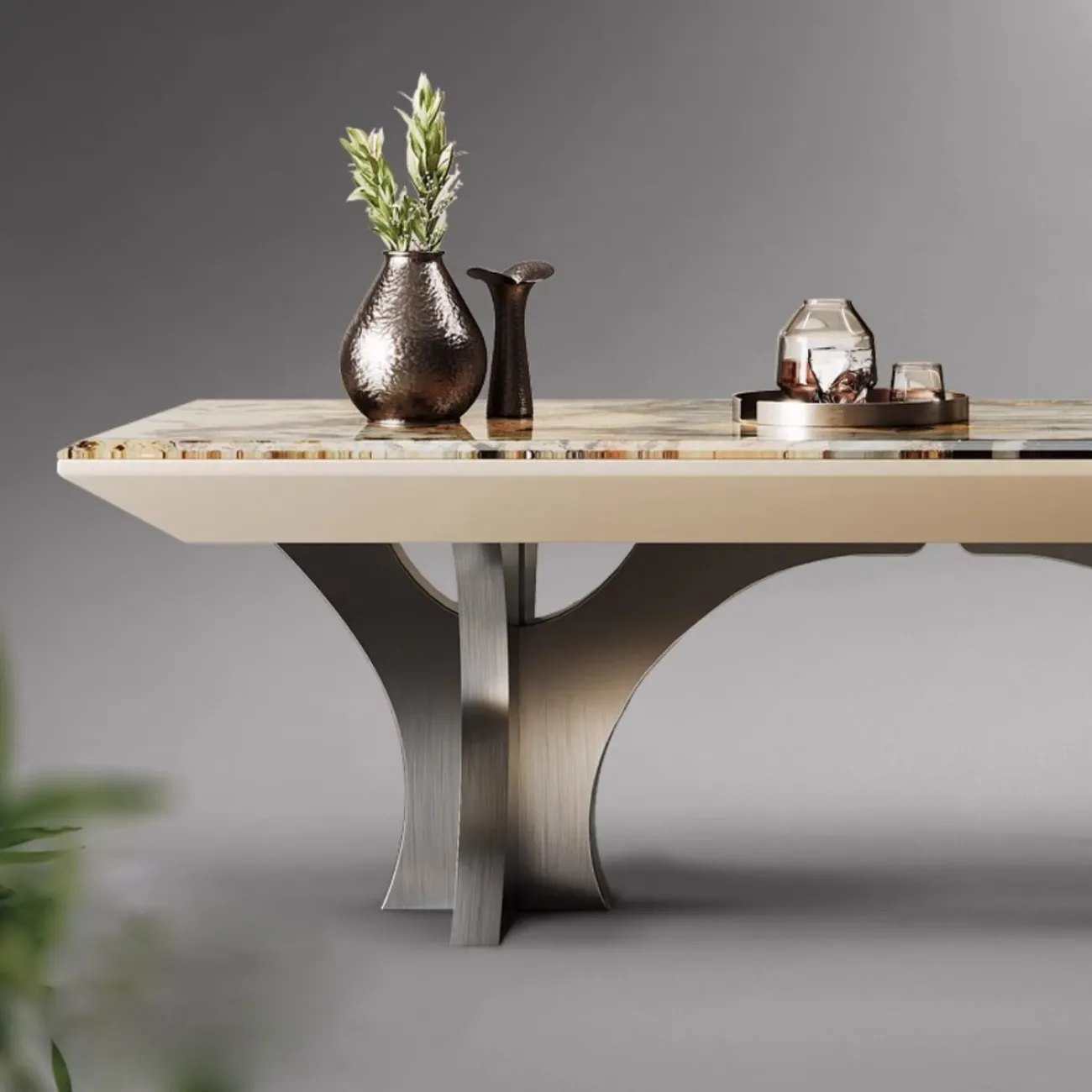 Роскошный каменный обеденный стол из нержавеющей стали BANG 36024-29