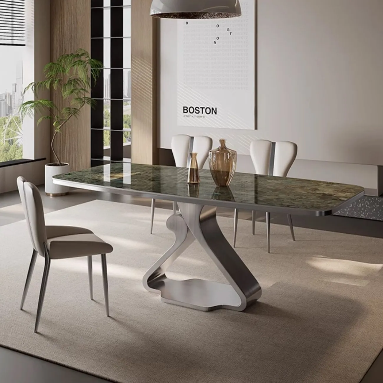 Роскошный обеденный стол из мрамора BANG 36025-29