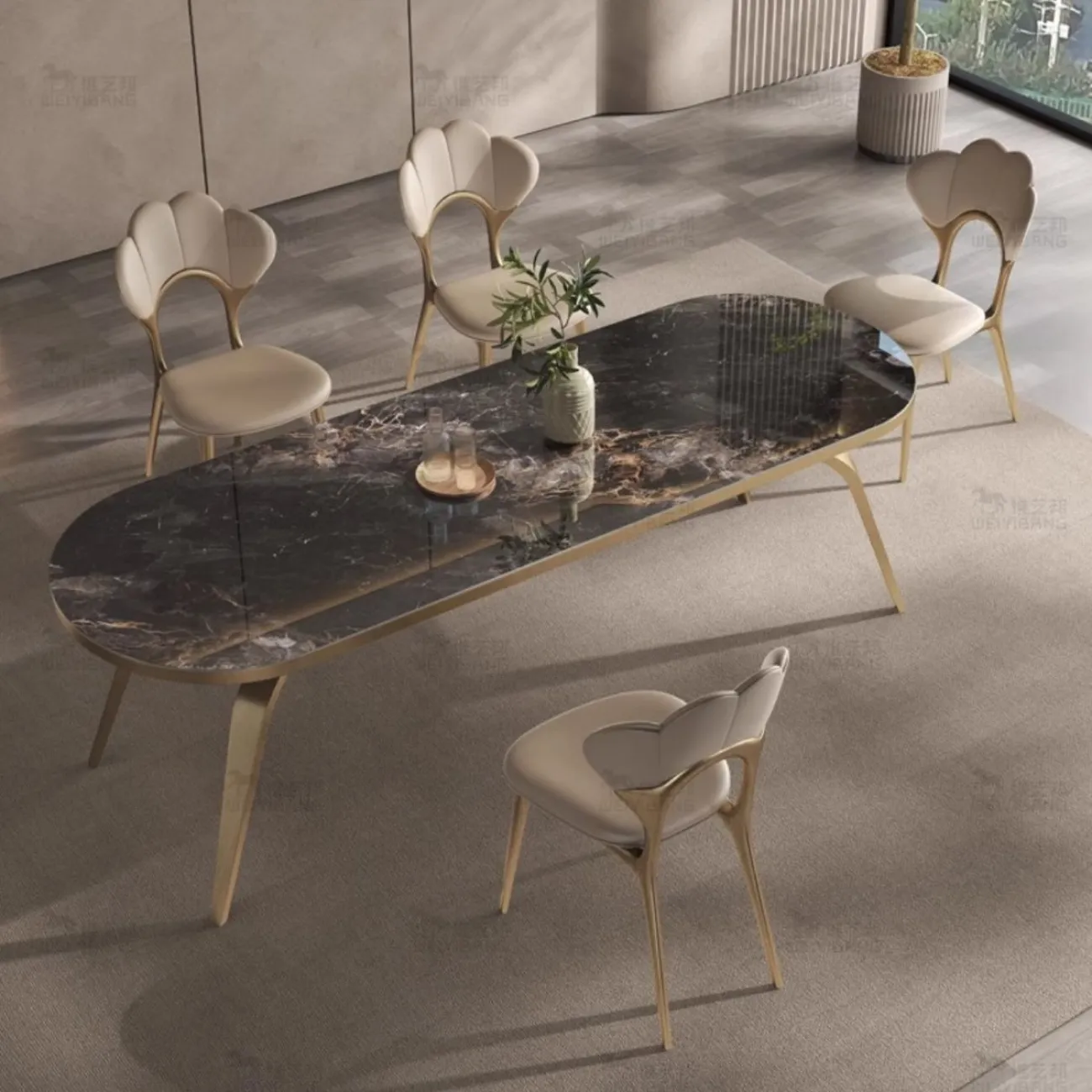 Итальянский каменный обеденный стол из мрамора BANG 36456-29 Итальянский каменный обеденный стол из мрамора BANG 36456-29