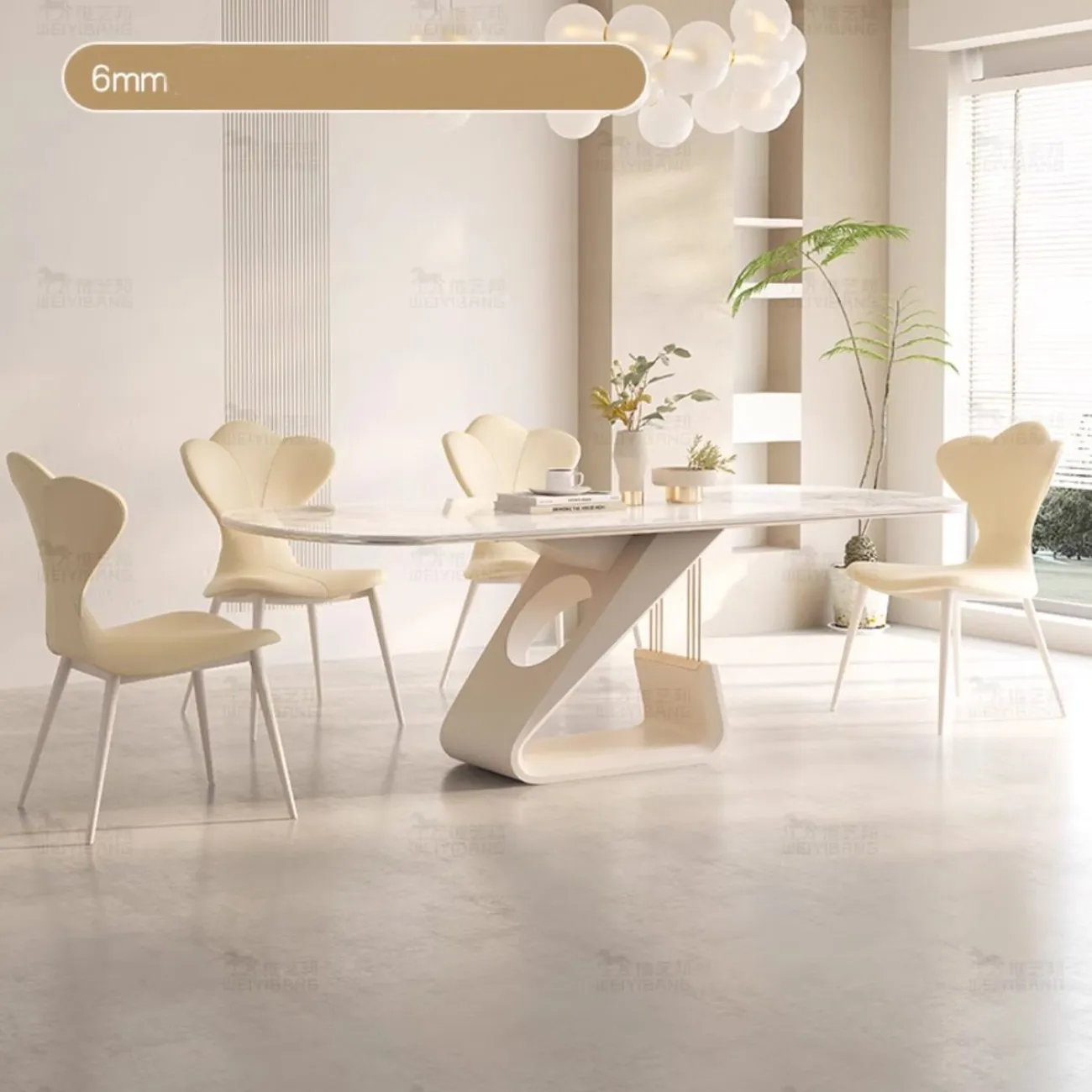 Обеденный стол из каменной плиты кремового цвета BANG 36457-29