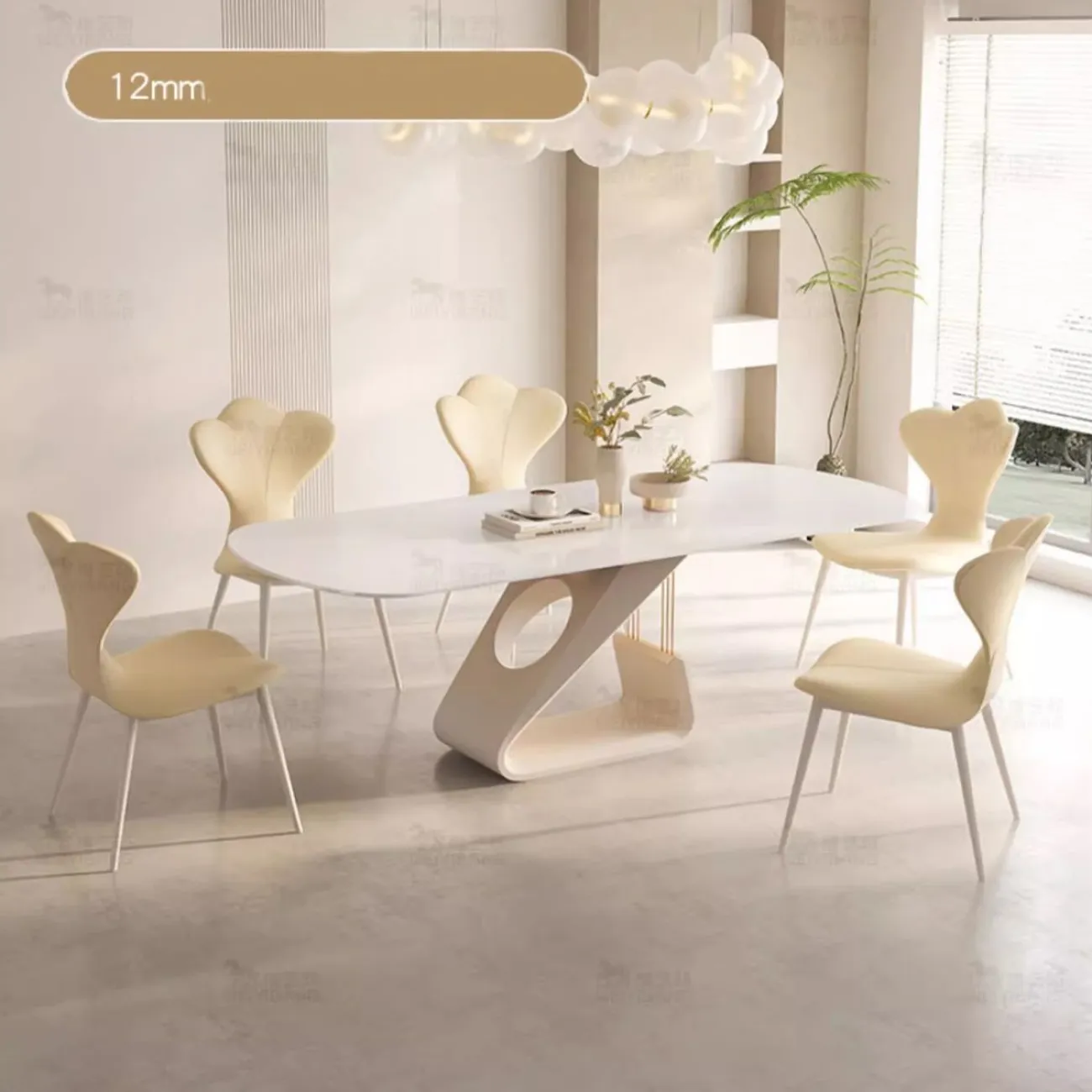 Обеденный стол из каменной плиты кремового цвета BANG 36457-29