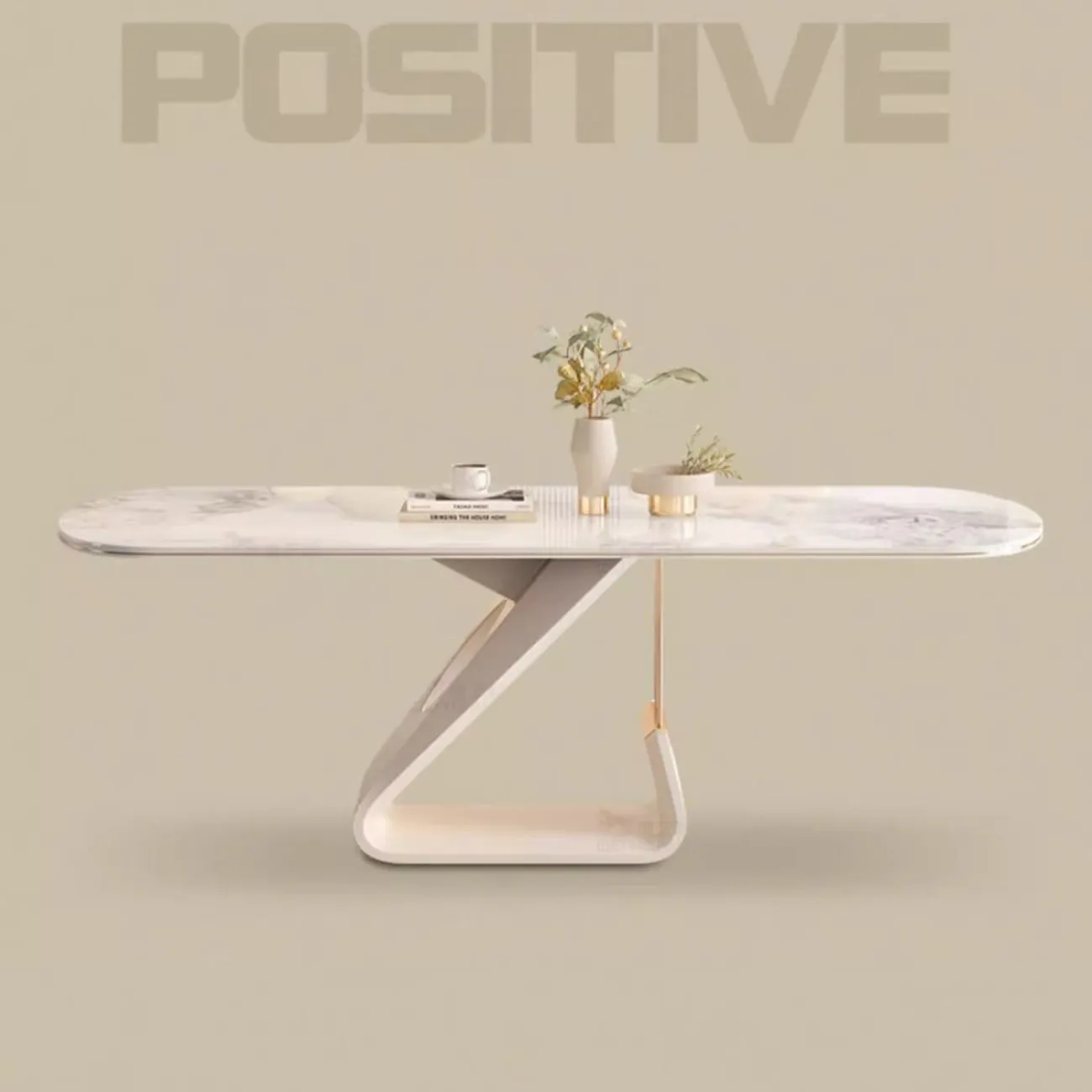 Обеденный стол из каменной плиты кремового цвета BANG 36457-29