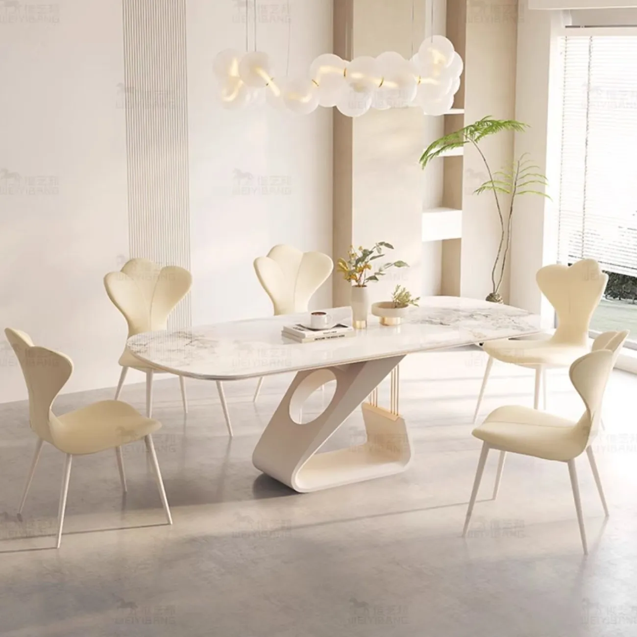 Обеденный стол из каменной плиты кремового цвета BANG 36457-29