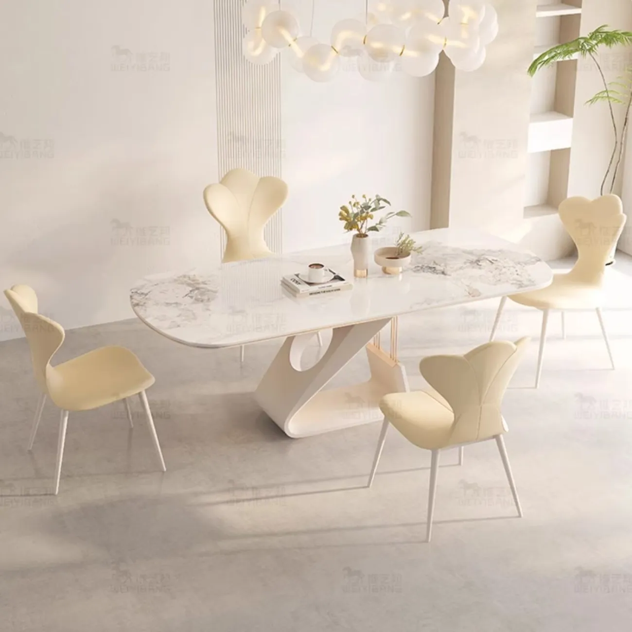 Обеденный стол из каменной плиты кремового цвета BANG 36457-29