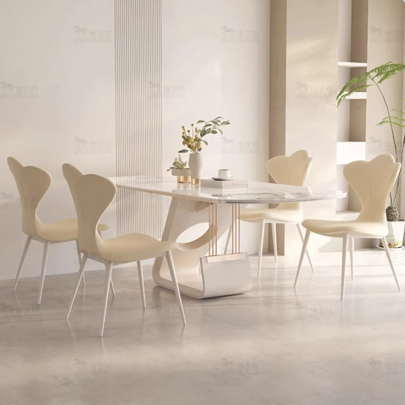 Обеденный стол из каменной плиты кремового цвета BANG 36457-29