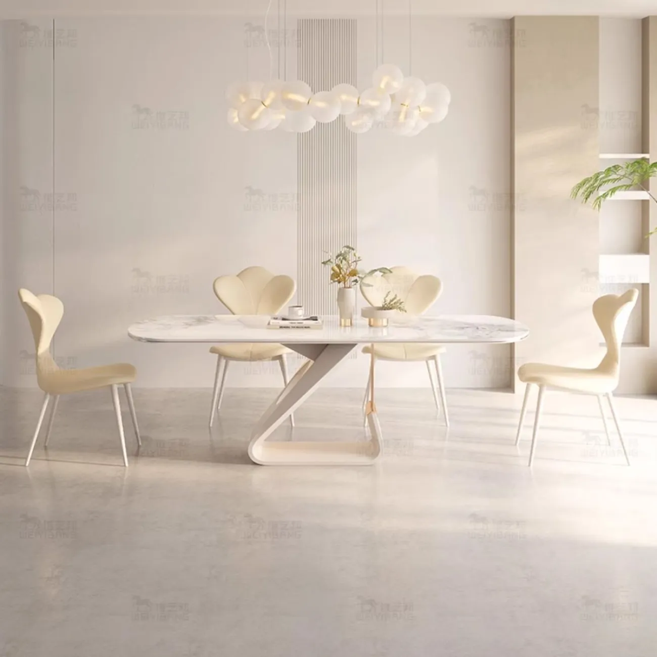 Обеденный стол из каменной плиты кремового цвета BANG 36457-29