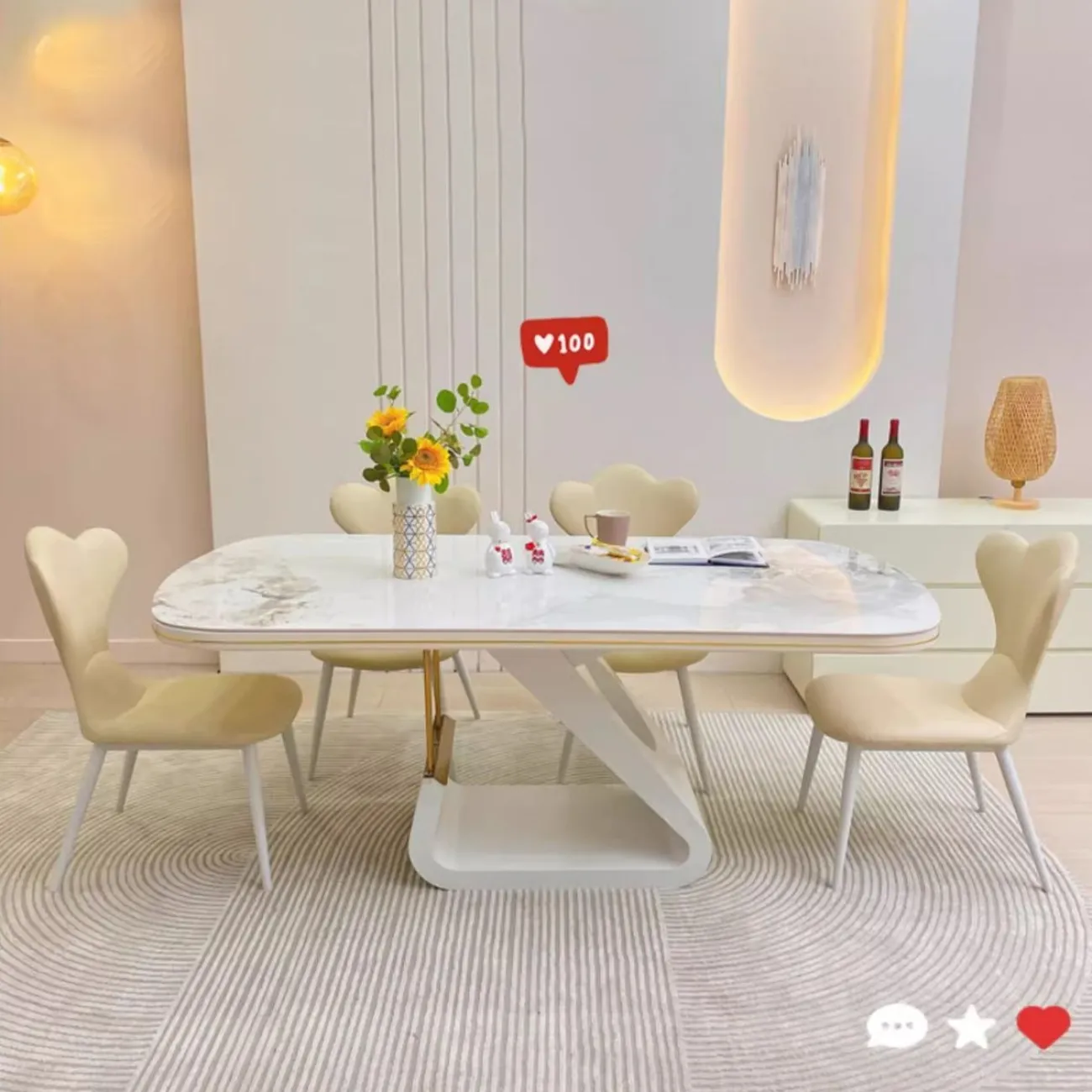 Обеденный стол из каменной плиты кремового цвета BANG 36457-29