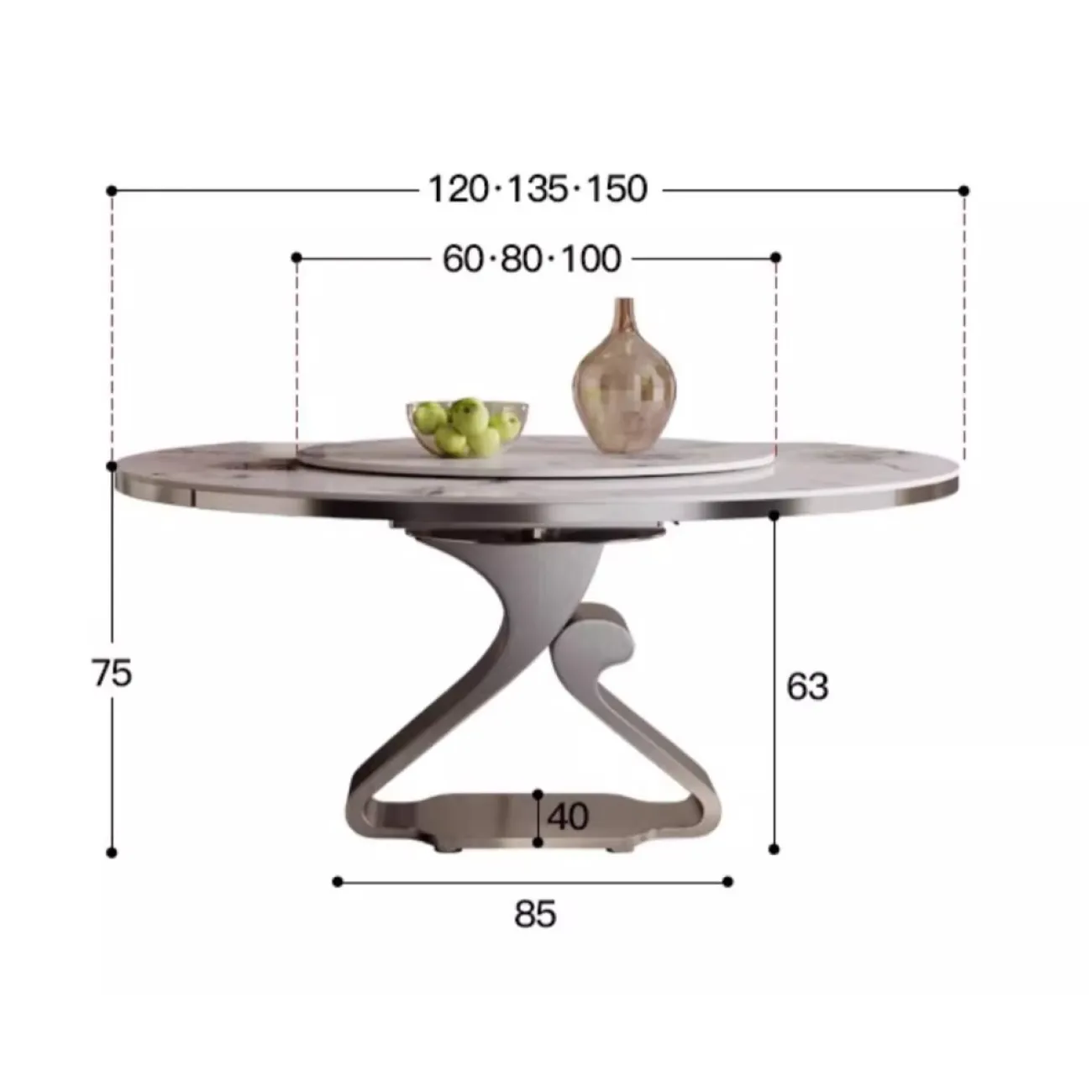 Выдвижной роскошный обеденный стол из натурального камня BANG 36459-29