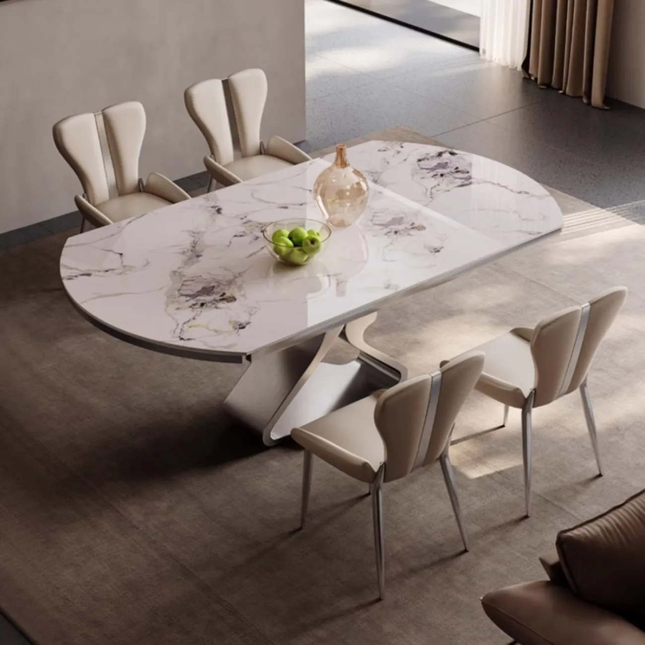 Выдвижной роскошный обеденный стол из натурального камня BANG 36459-29