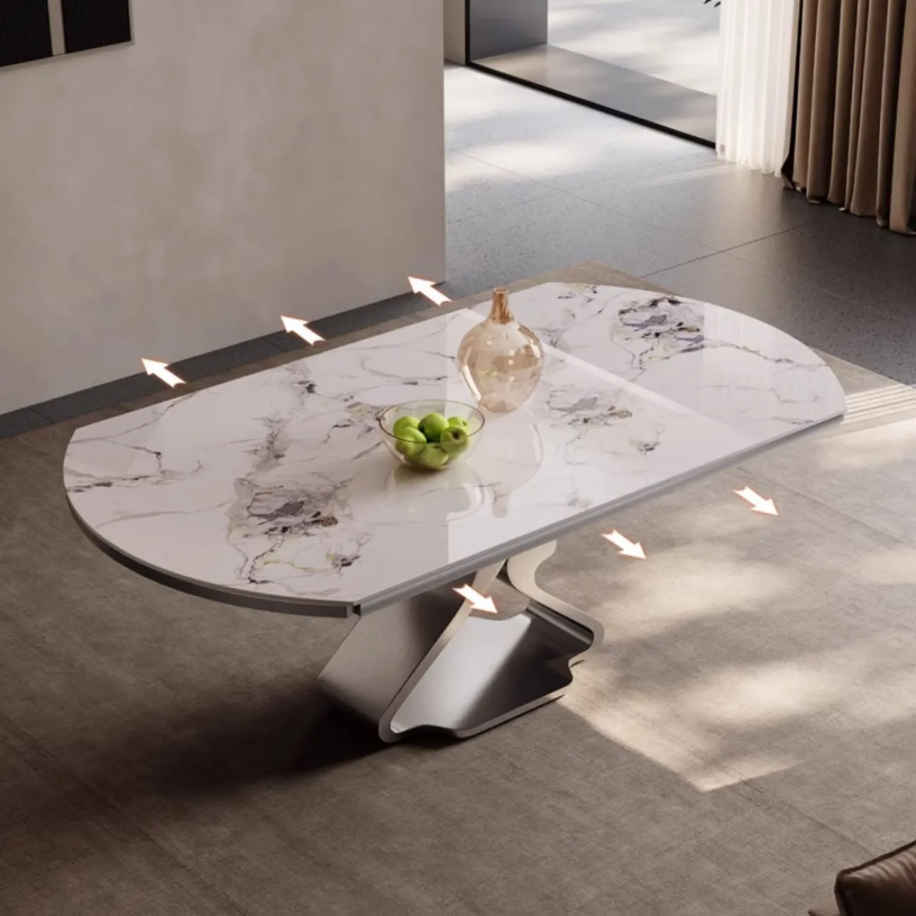 Выдвижной роскошный обеденный стол из натурального камня BANG 36459-29
