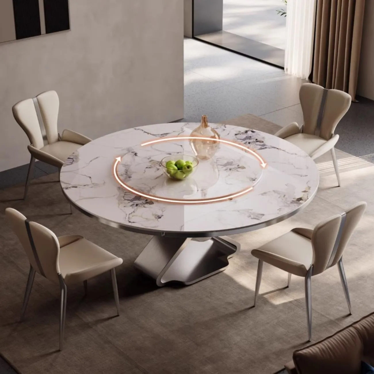 Выдвижной роскошный обеденный стол из натурального камня BANG 36459-29