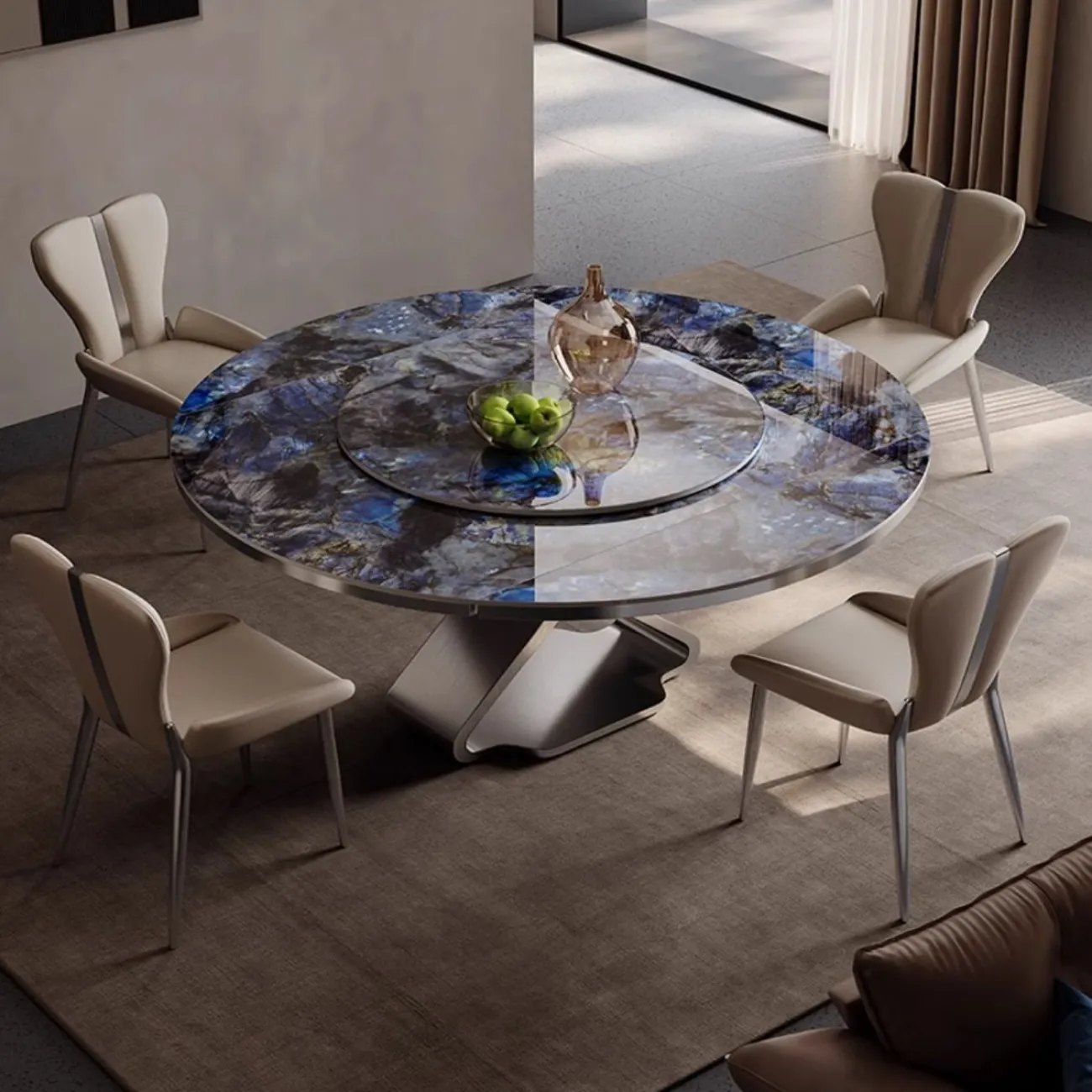 Выдвижной роскошный обеденный стол из натурального камня BANG 36459-29