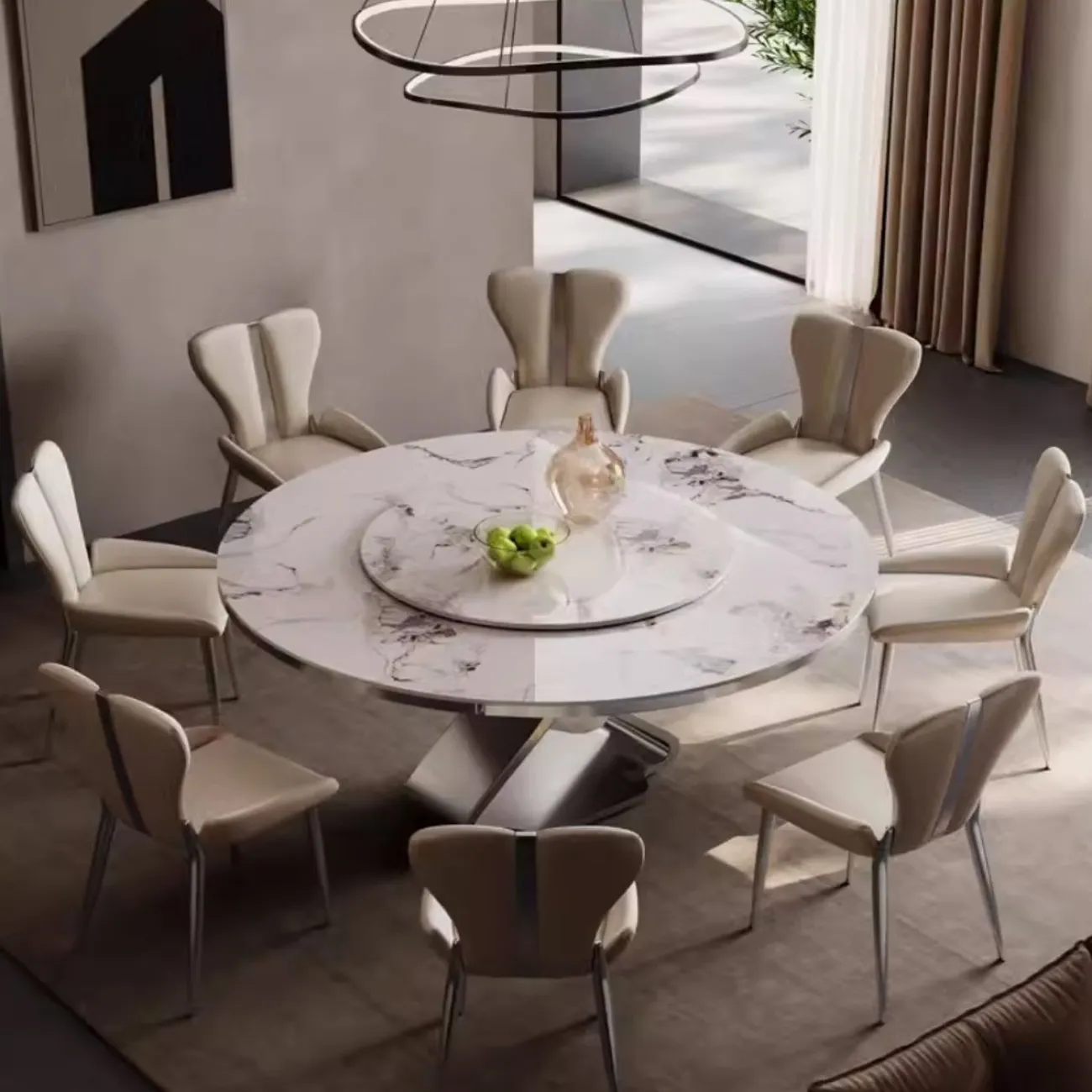 Выдвижной роскошный обеденный стол из натурального камня BANG 36459-29