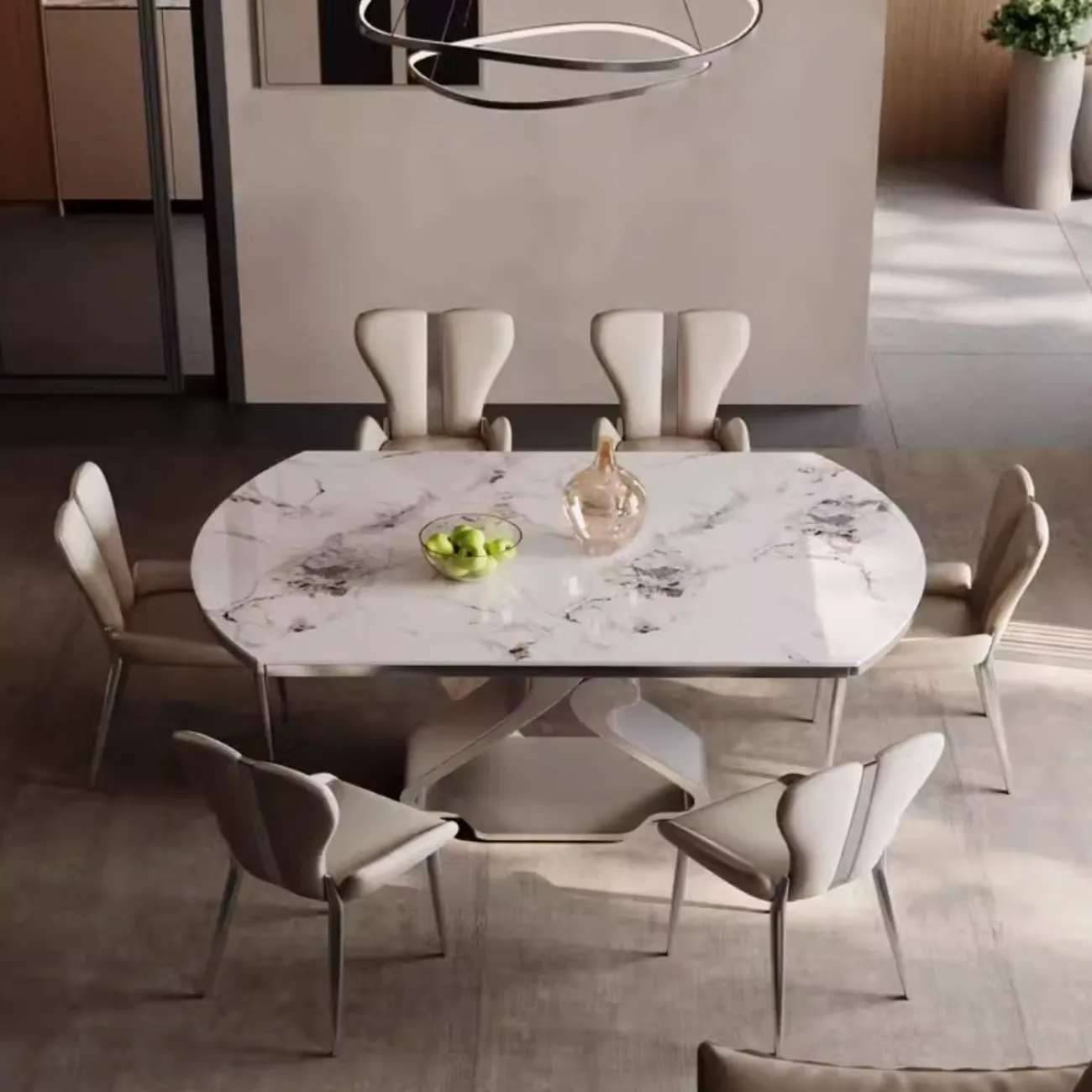 Выдвижной роскошный обеденный стол из натурального камня BANG 36459-29